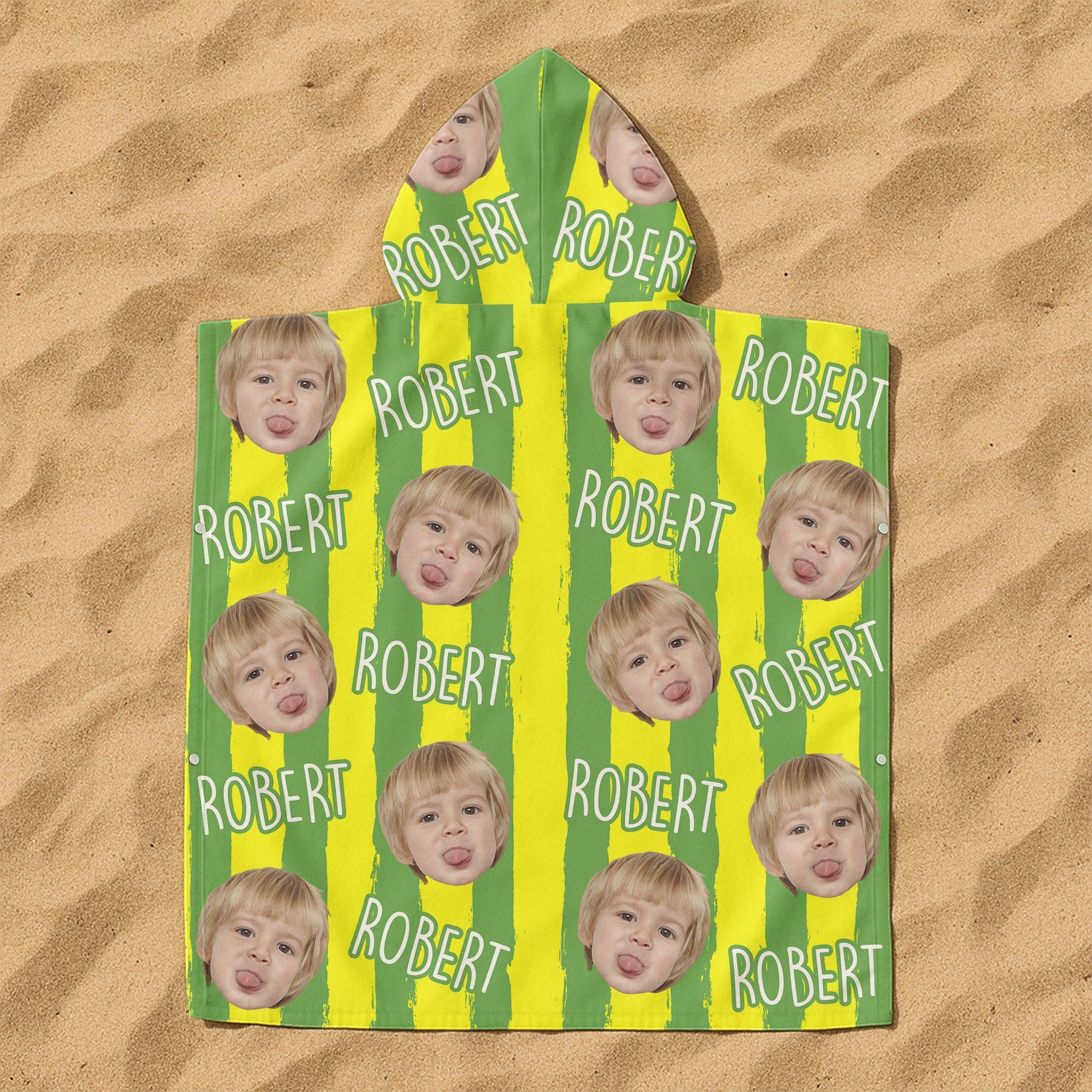 Summer Striped Kid - Personalized Kids Hooded Towel