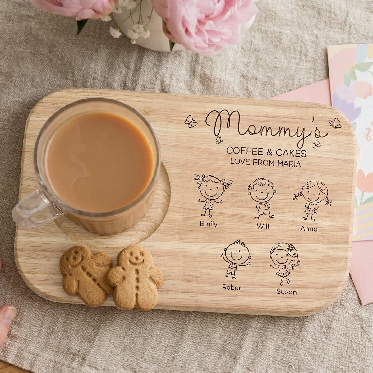 Tea & Biscuits Tray For Nanny, Grandma, Mommy - Custom Biscuit Board