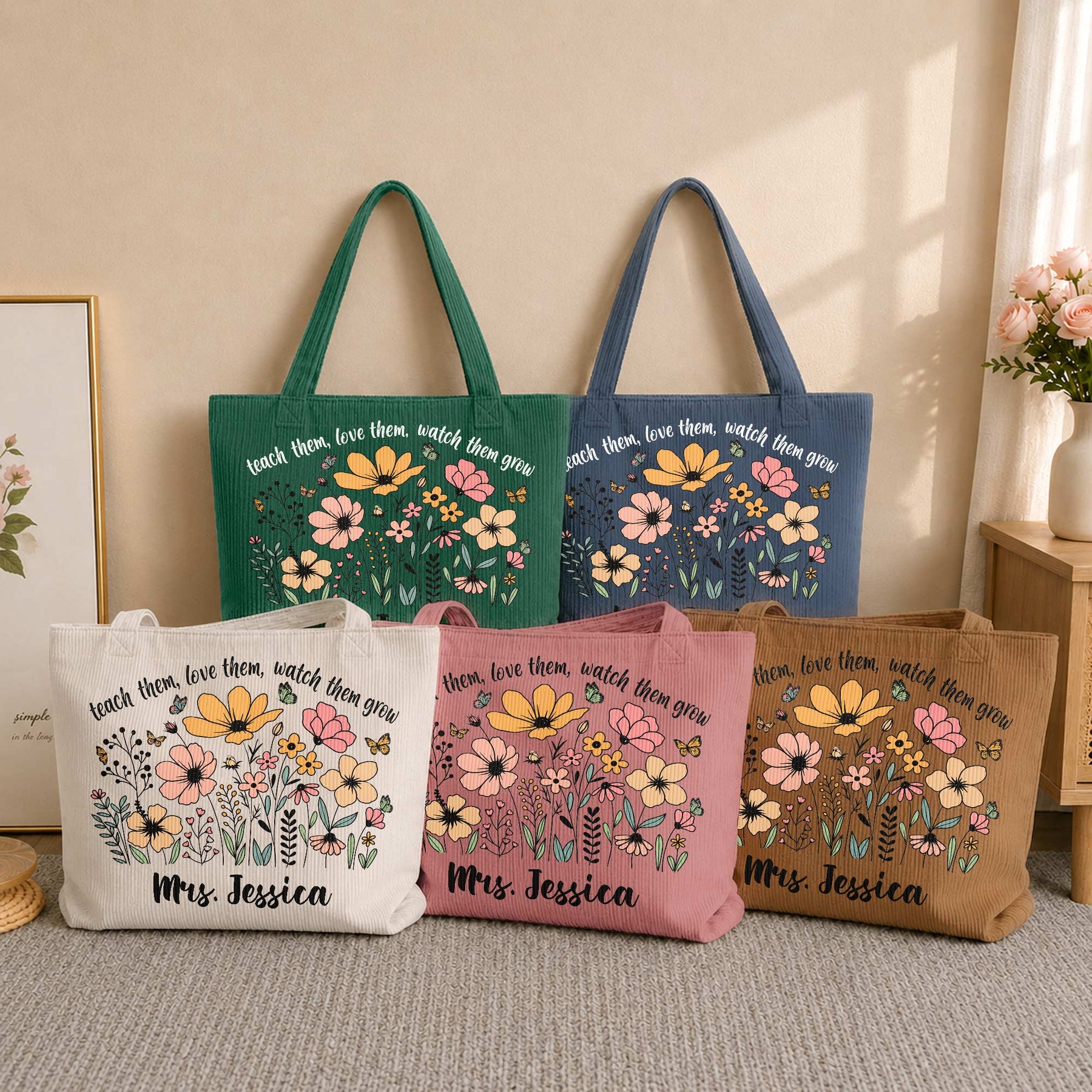 Teach Them, Love Them, Watch Them Grow - Personalized Tote Bag