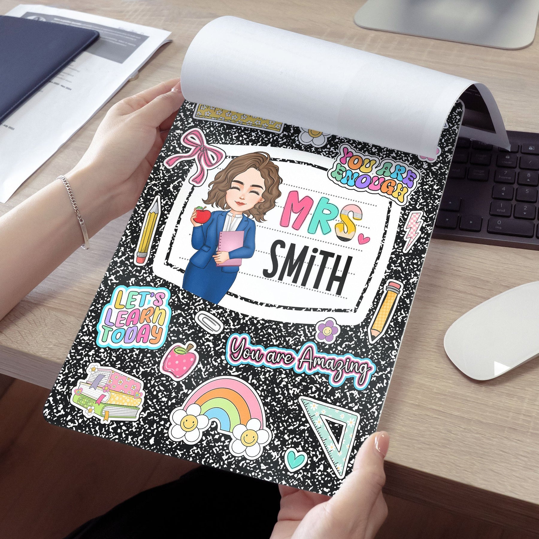 Teacher Back To School Gift Composition Book Design - Personalized Acrylic Clipboard