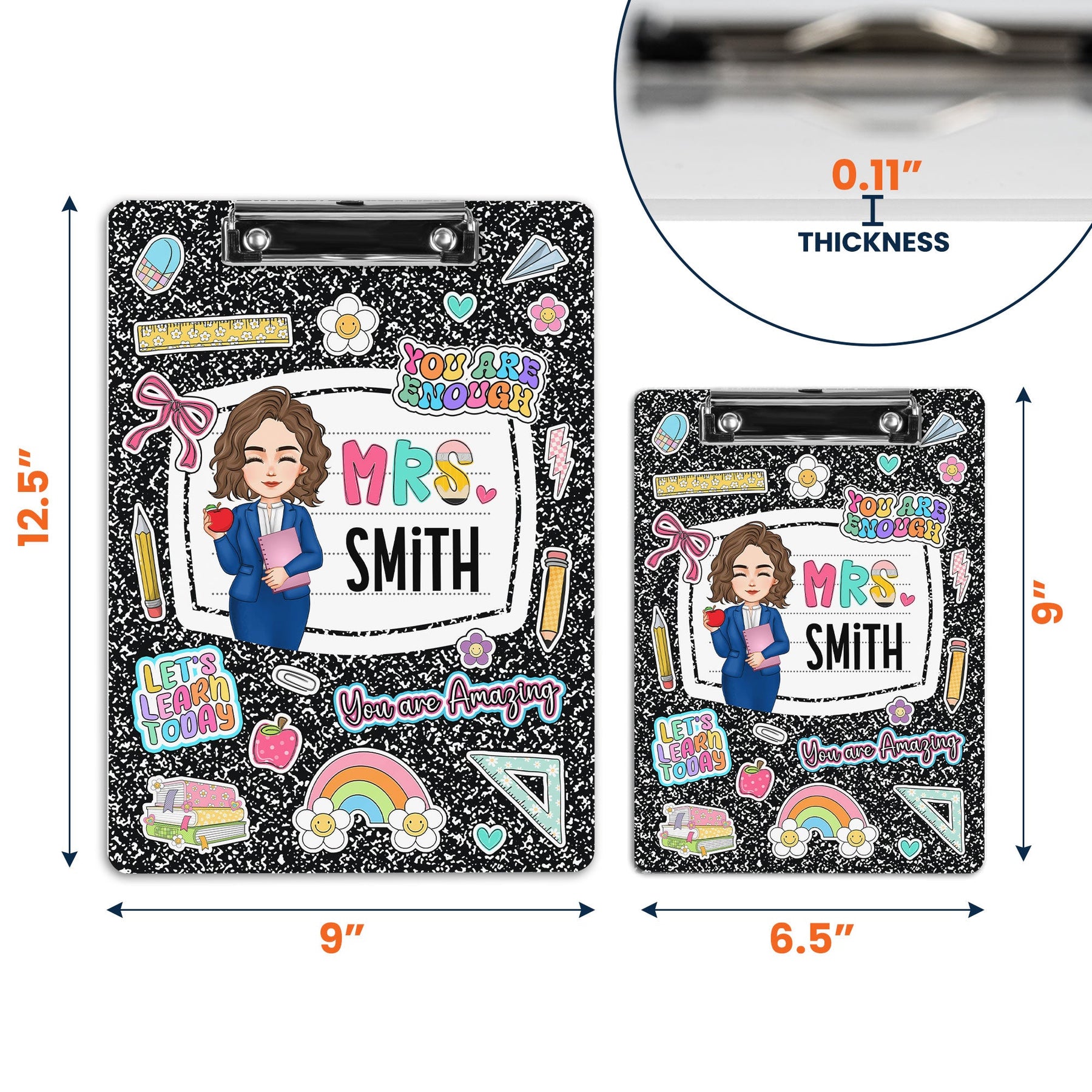 Teacher Back To School Gift Composition Book Design - Personalized Acrylic Clipboard