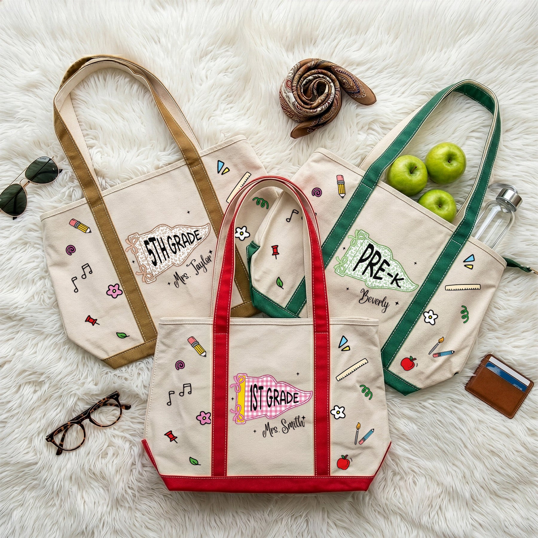 Teacher Pennant Flag - Personalized Tote Bag