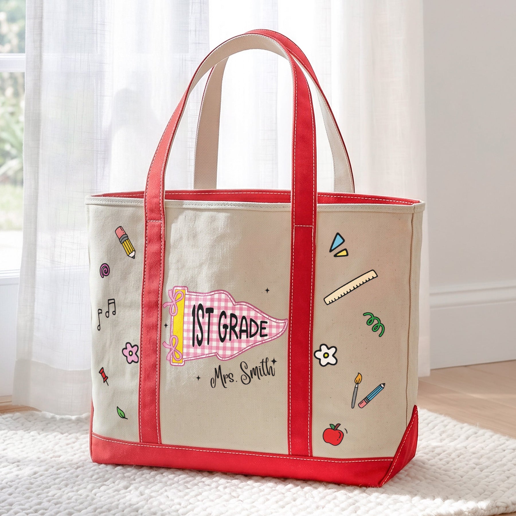 Teacher Pennant Flag - Personalized Tote Bag
