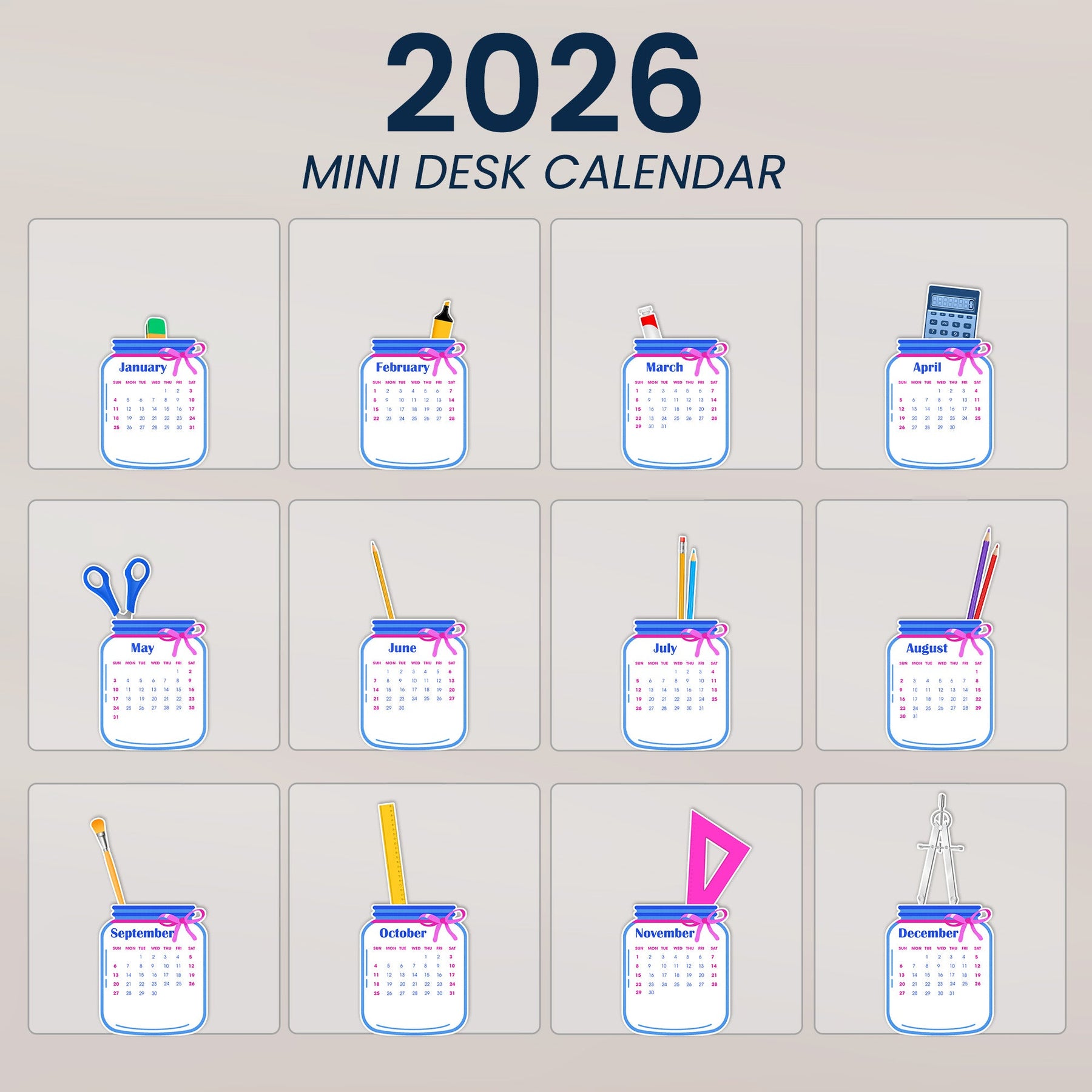 Teacher Personalized Gift - Teacher Desk Decoration - Custom Easel Calendar 2026