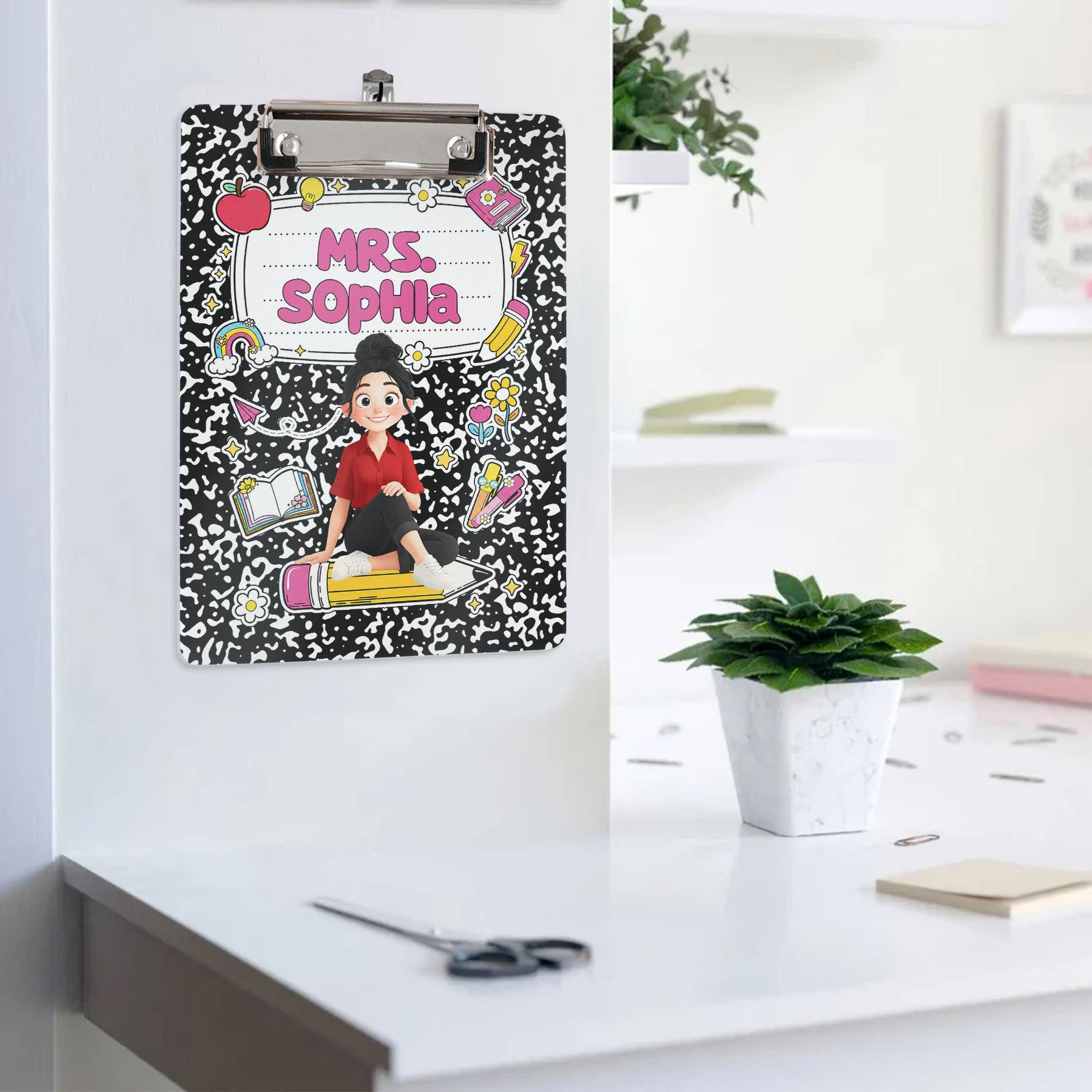 Teacher Cartoon Composition Book - Personalized Clipboard