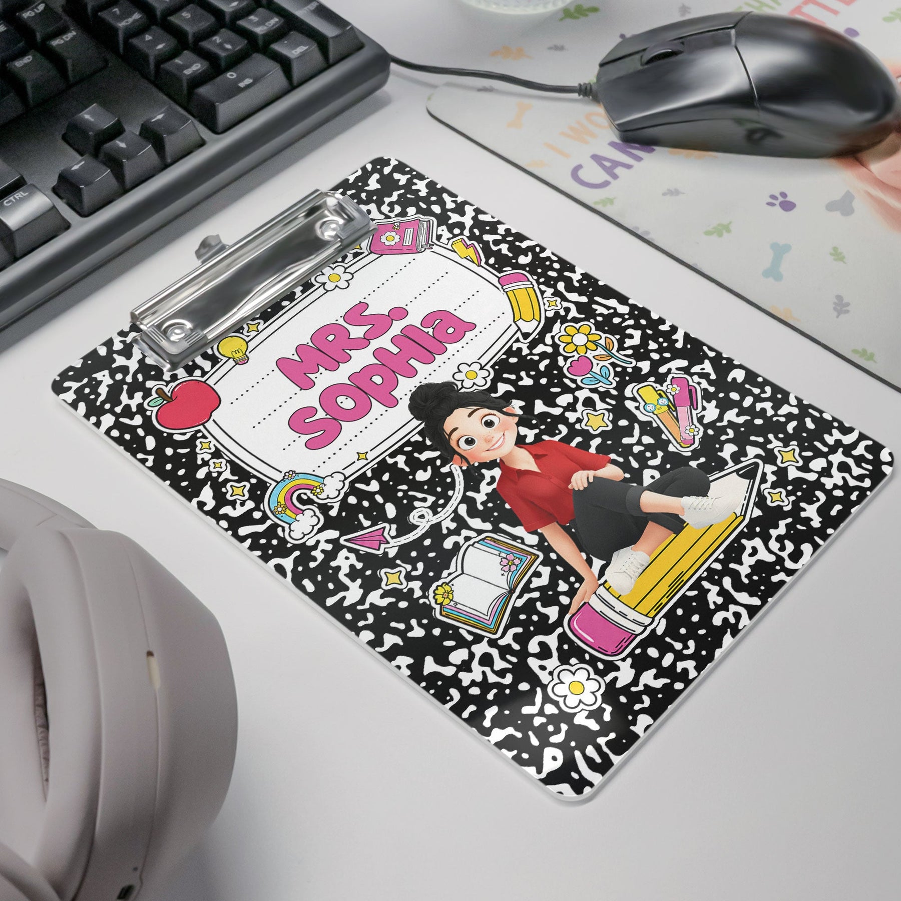 Teacher Cartoon Composition Book - Personalized Clipboard