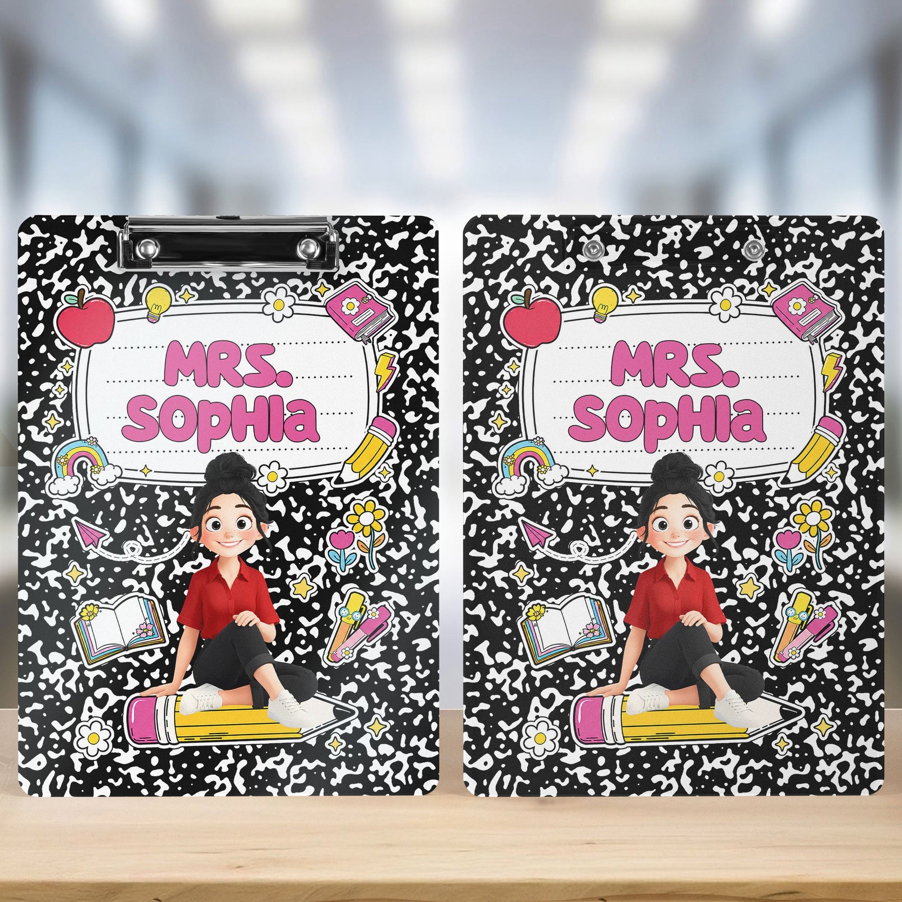 Teacher Cartoon Composition Book - Personalized Clipboard