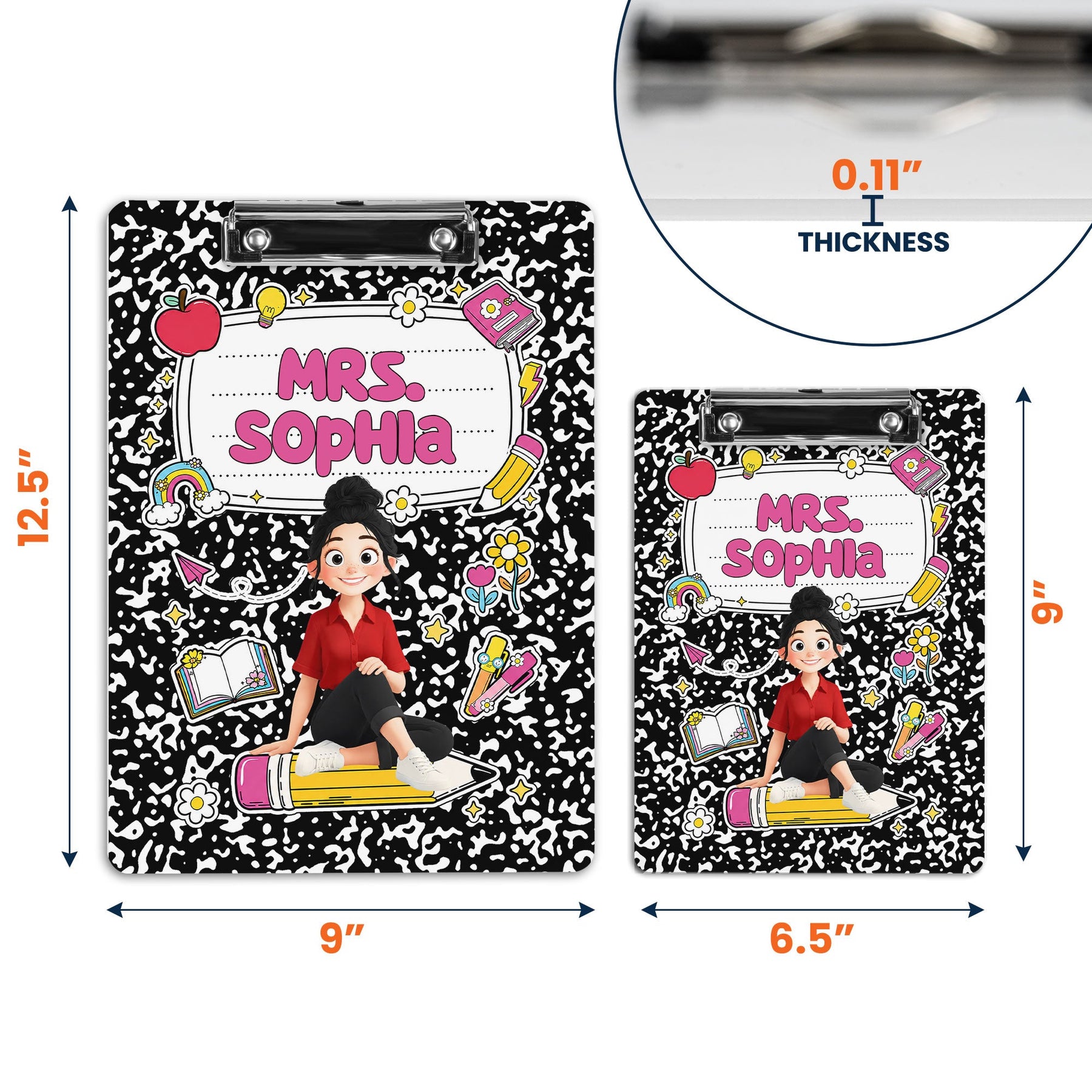 Teacher Cartoon Composition Book - Personalized Clipboard