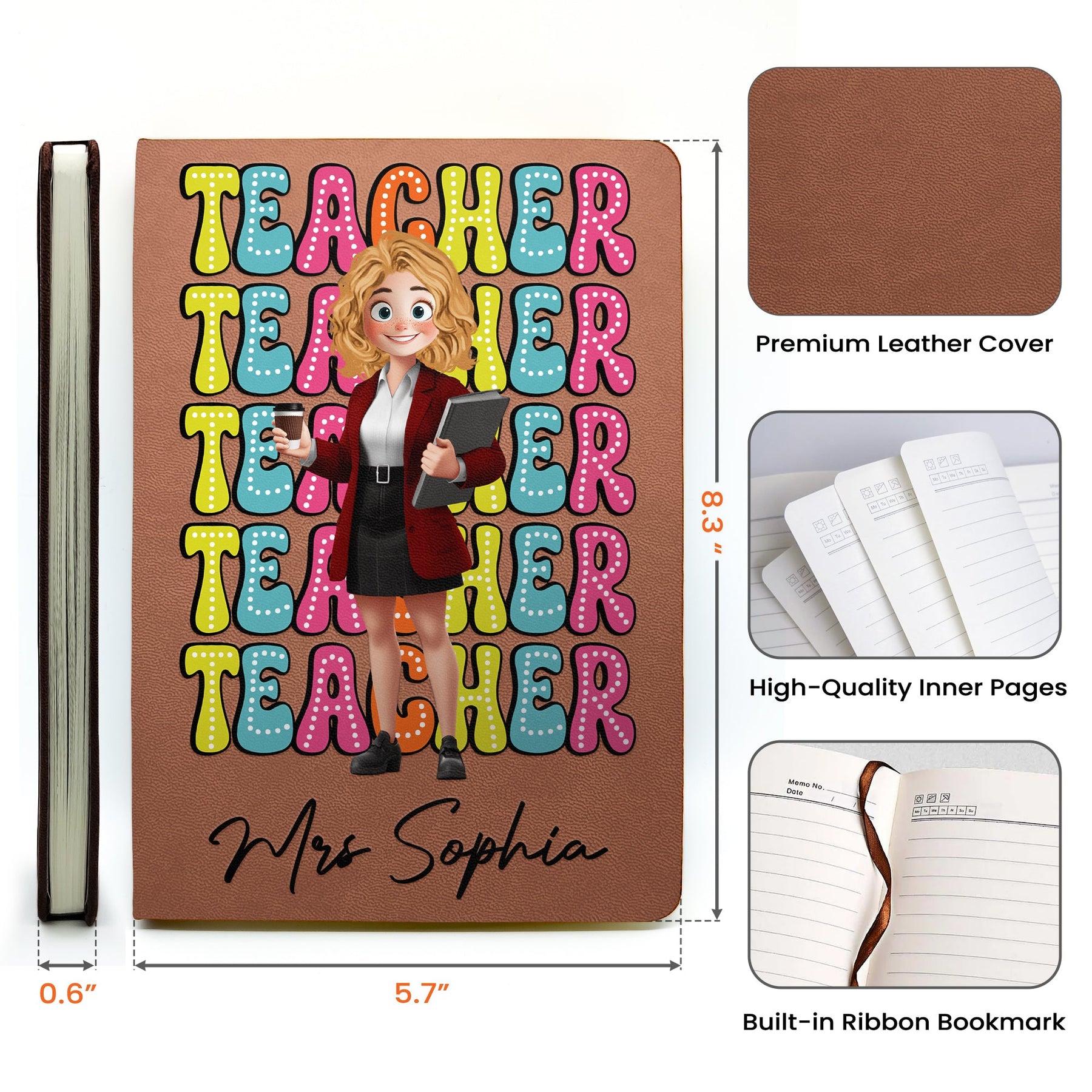 Teacher Cartoon Version - Personalized Journal