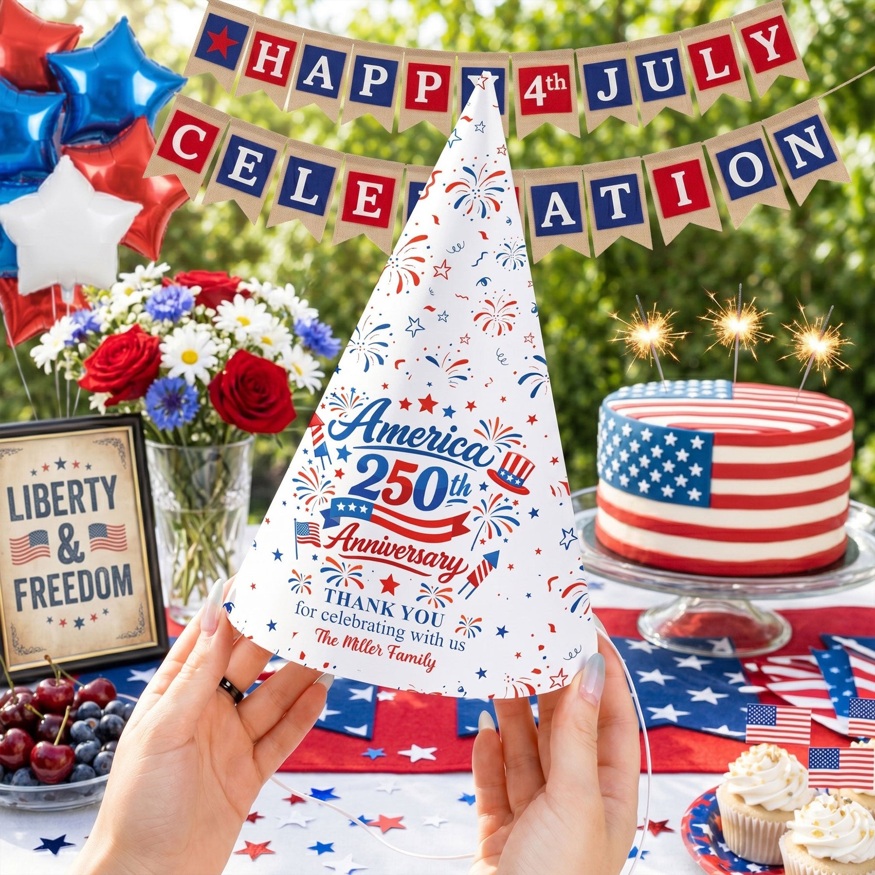 Thank You For Celebrating With Us - Personalized Party Hats