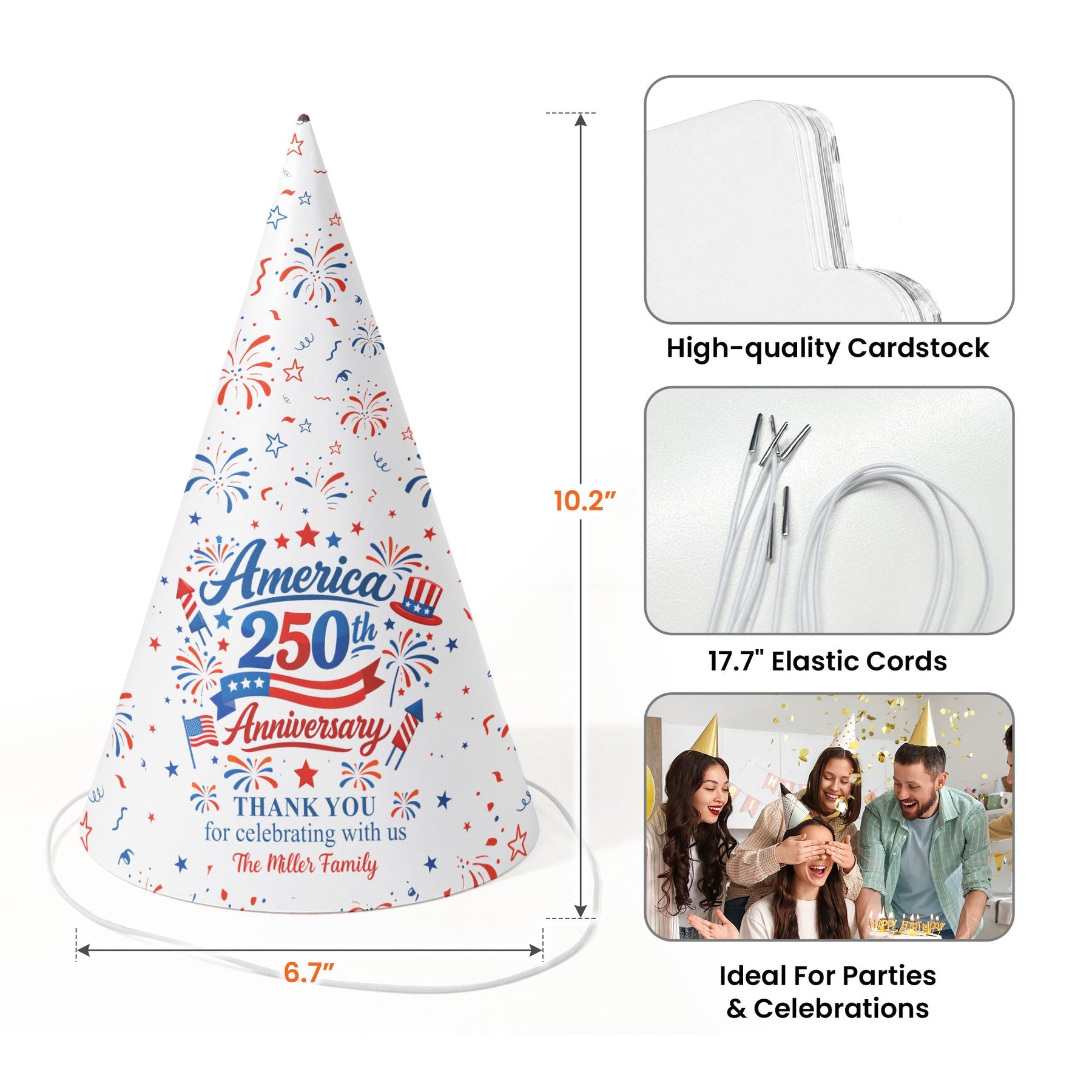 Thank You For Celebrating With Us - Personalized Party Hats