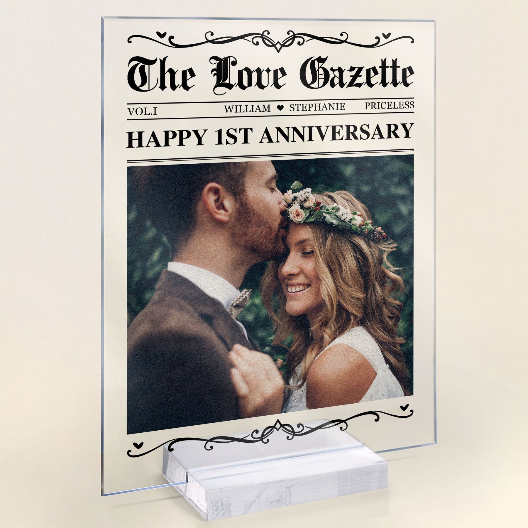 The Anniversary Times Newspaper - Personalized Acrylic Photo Plaque
