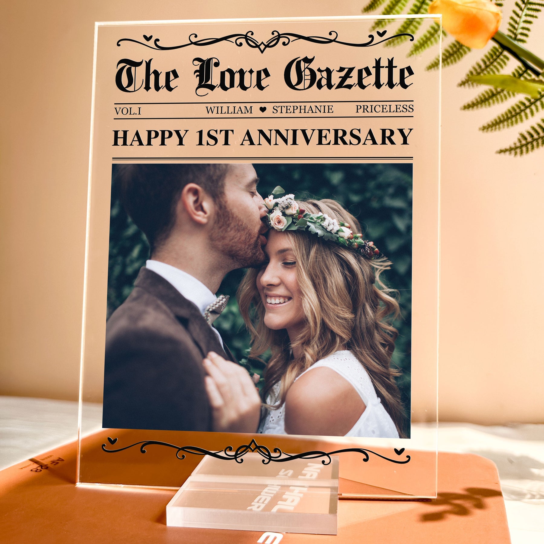The Anniversary Times Newspaper - Personalized Acrylic Photo Plaque