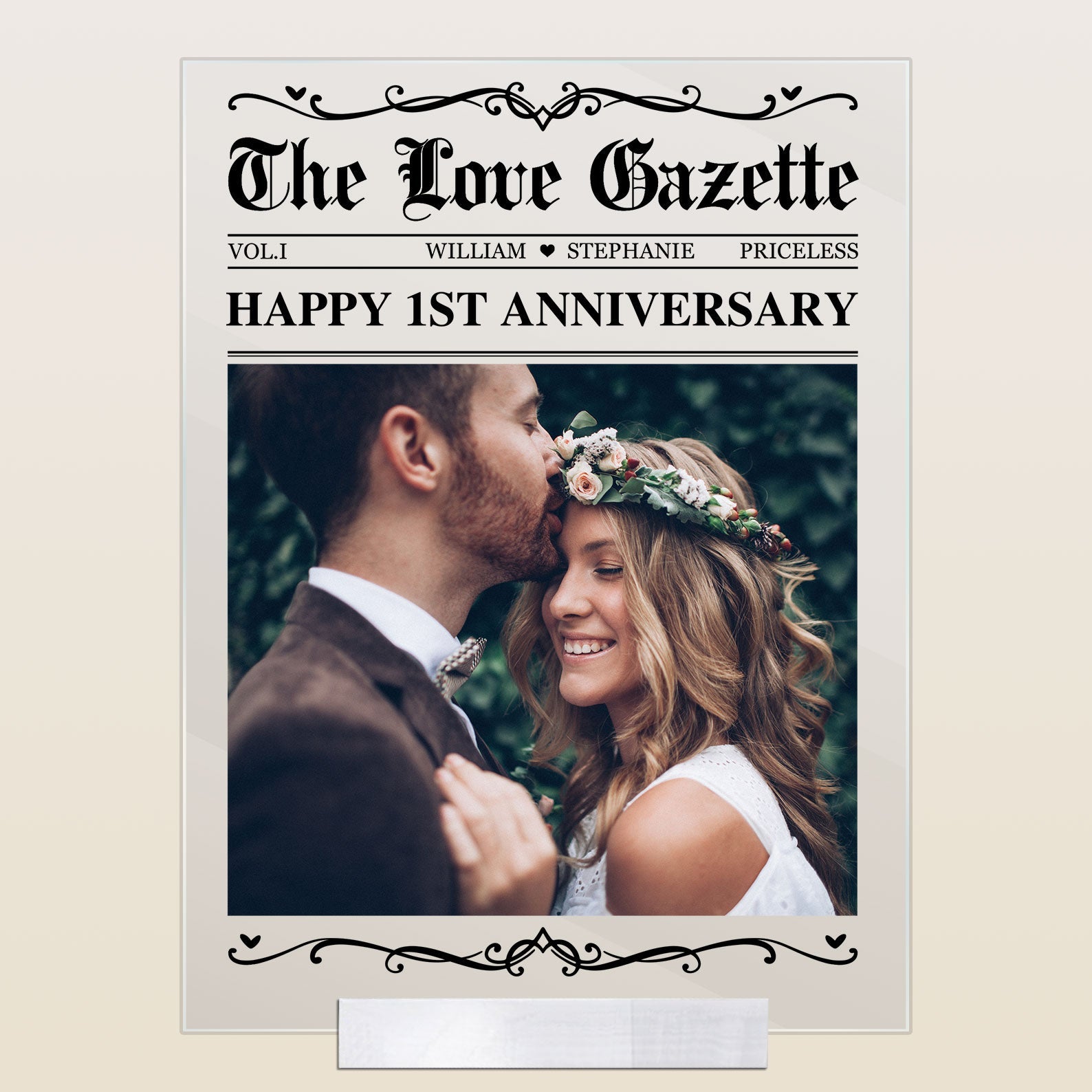 The Anniversary Times Newspaper - Personalized Acrylic Photo Plaque