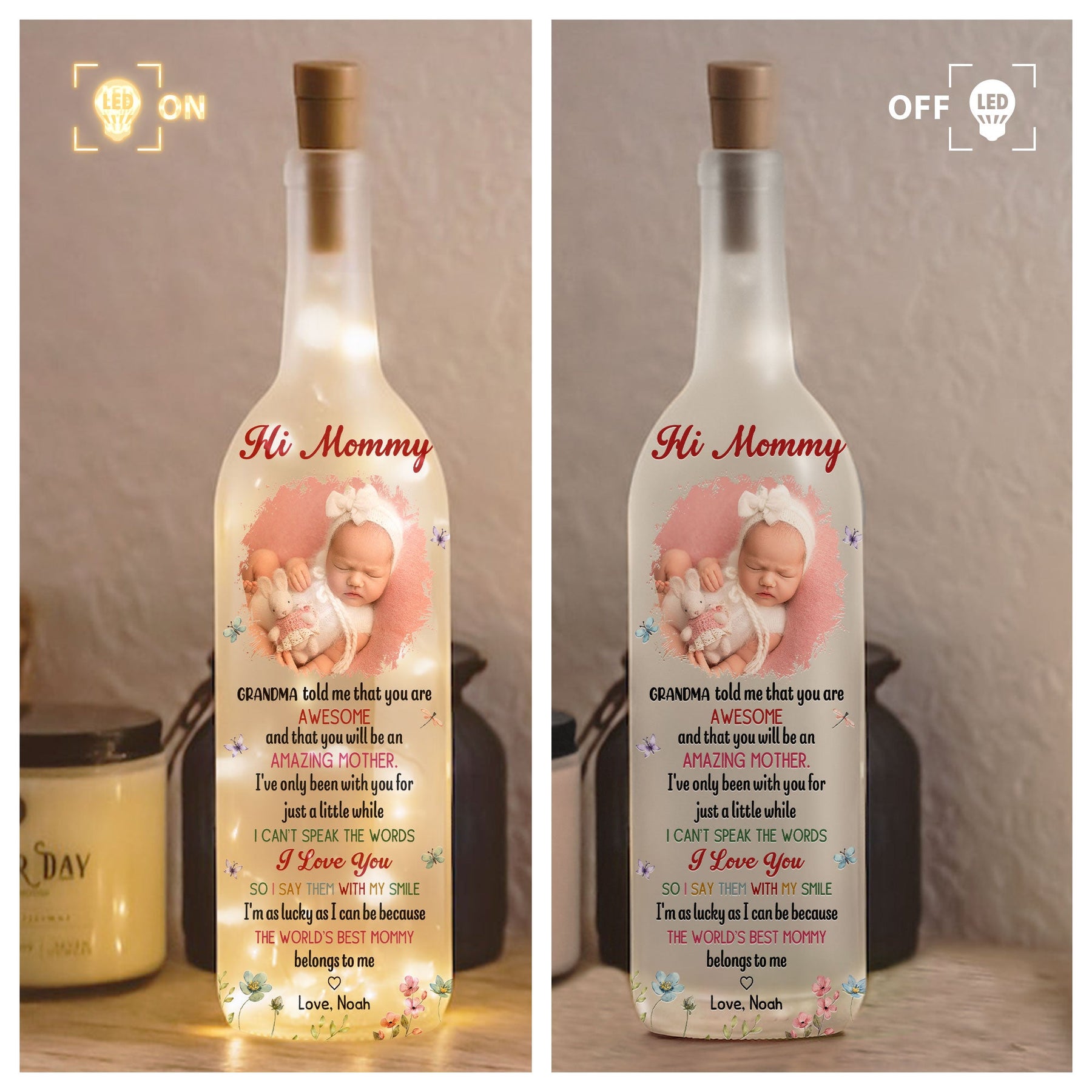The Best Mommy Belongs To Me First Mom New Mom Gift - Personalized Bottle Lamp