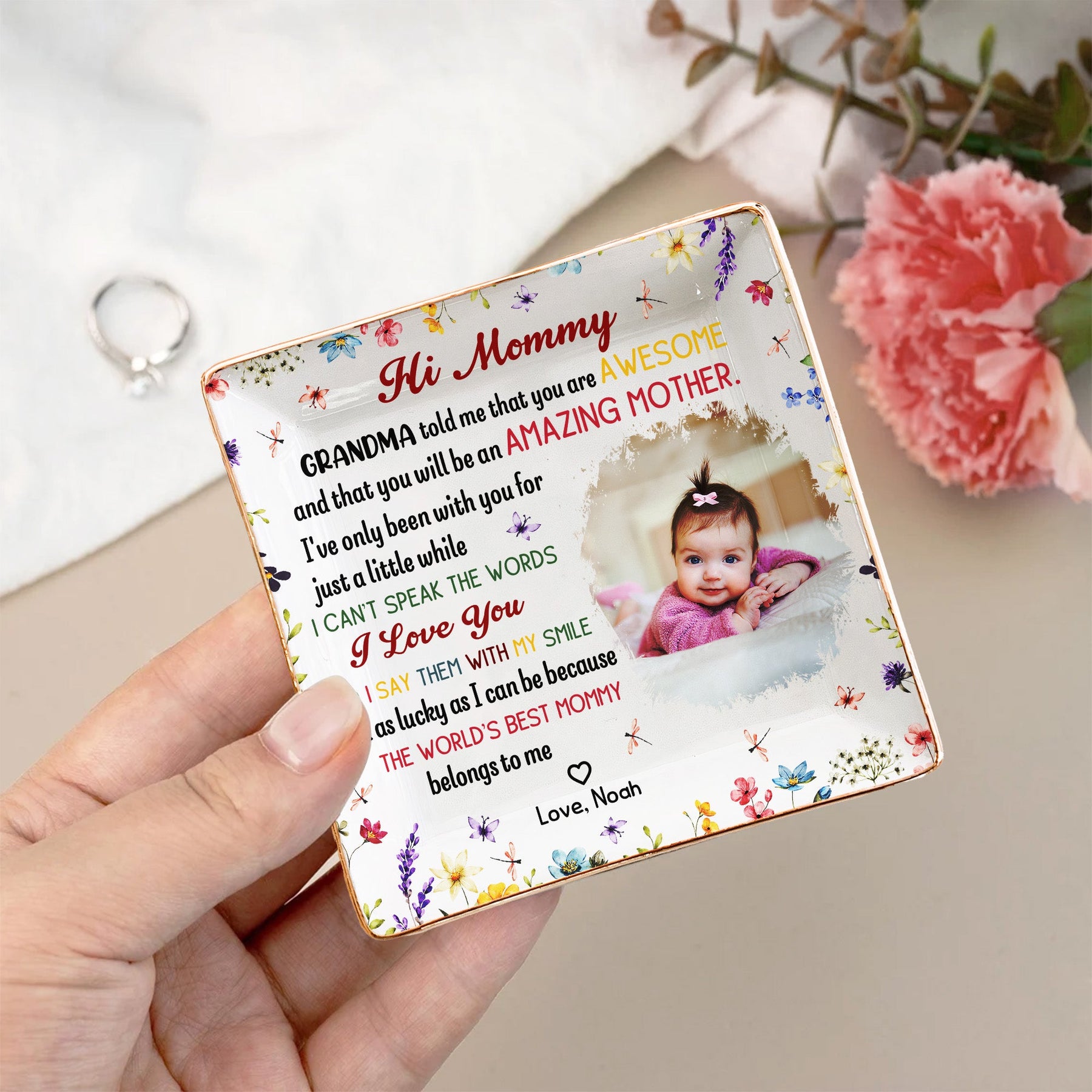 The Best Mommy Belongs To Me First Mom New Mom Gift - Personalized Photo Jewelry Dish