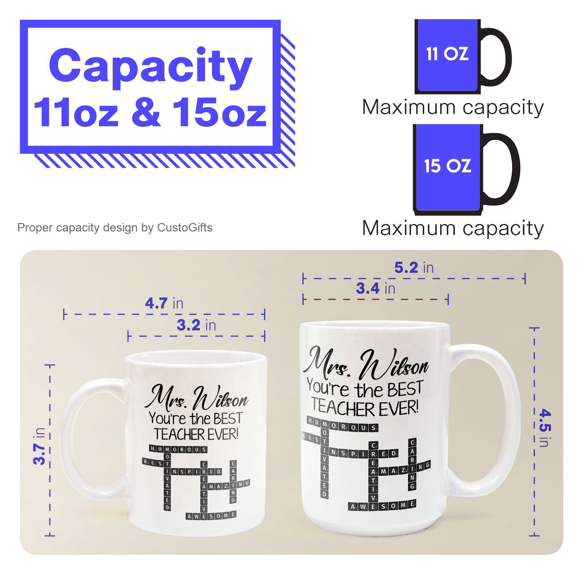 The Best Teacher Scrabble Name Affirmation - Personalized Mug