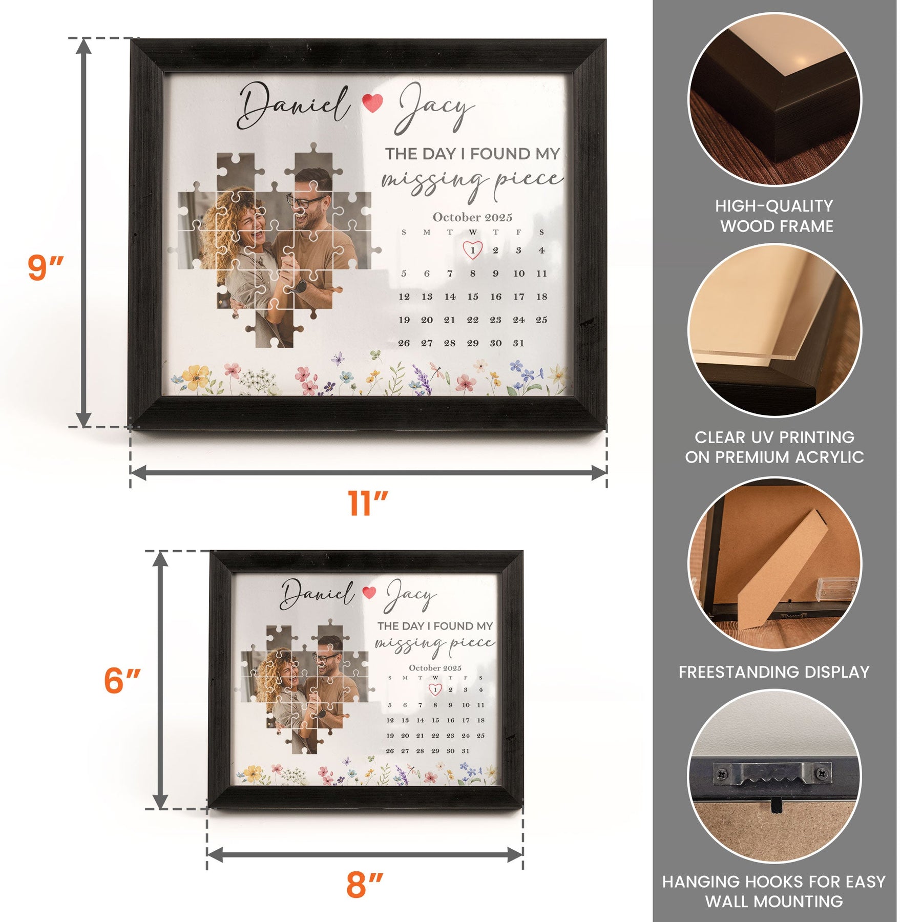 The Day I Found My Missing Piece Anniversary Gift - Personalized Photo LED Shadow Box