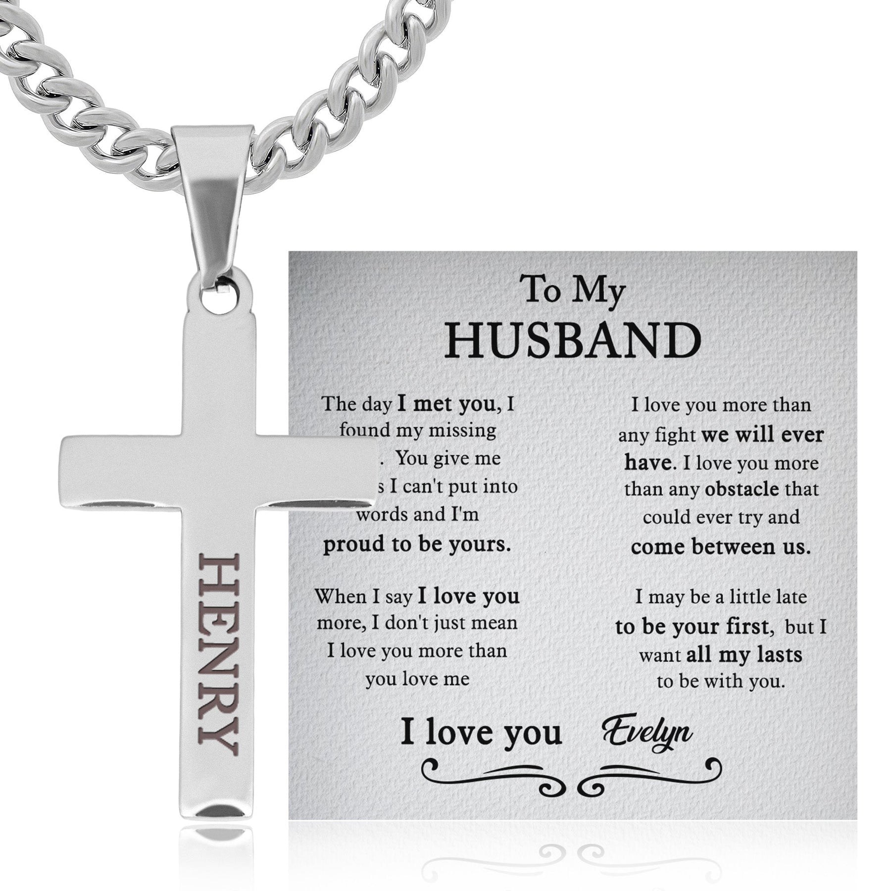 The Day I Met You I Found My Missing Piece - Personalized Cross Necklace With Card
