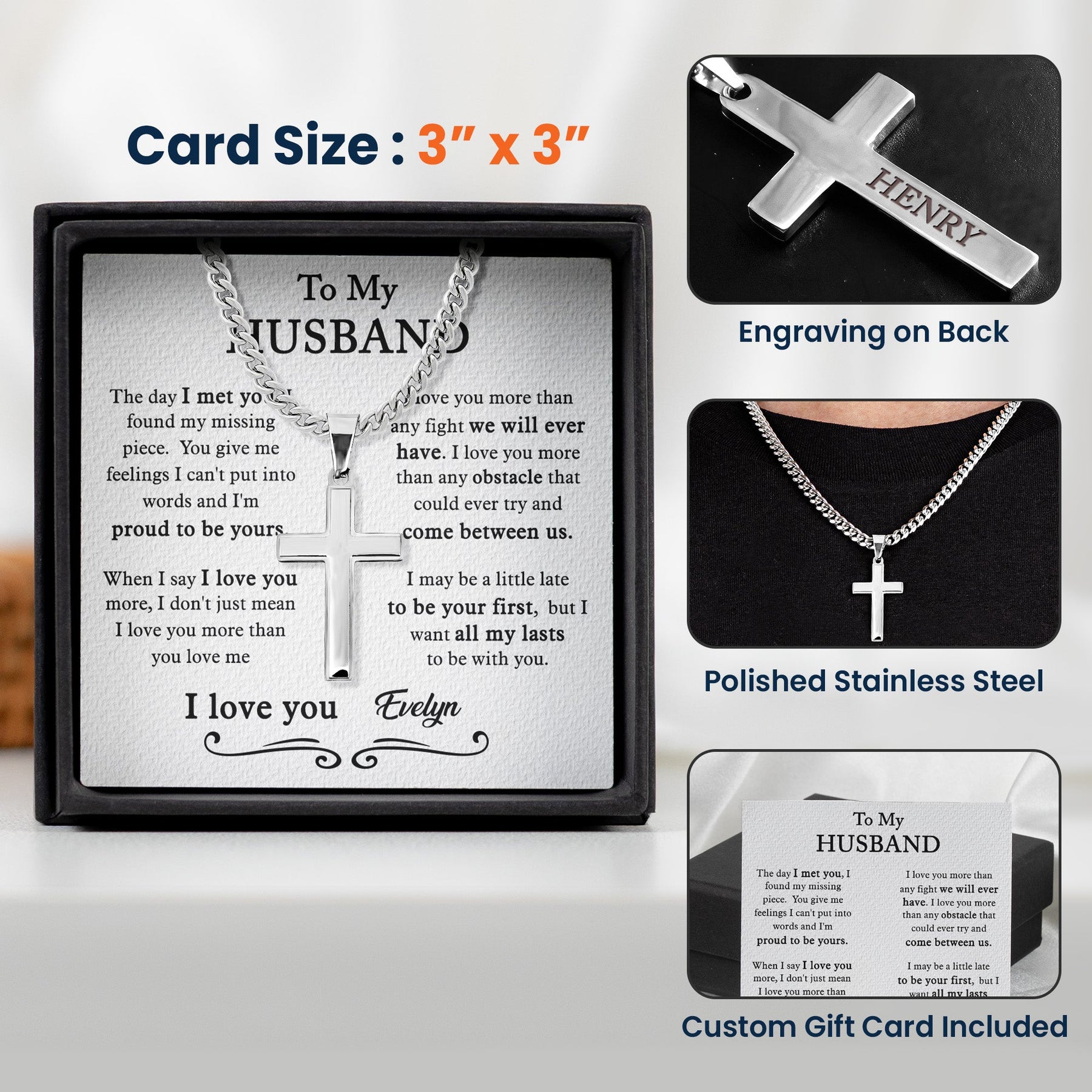 The Day I Met You I Found My Missing Piece - Personalized Cross Necklace With Card