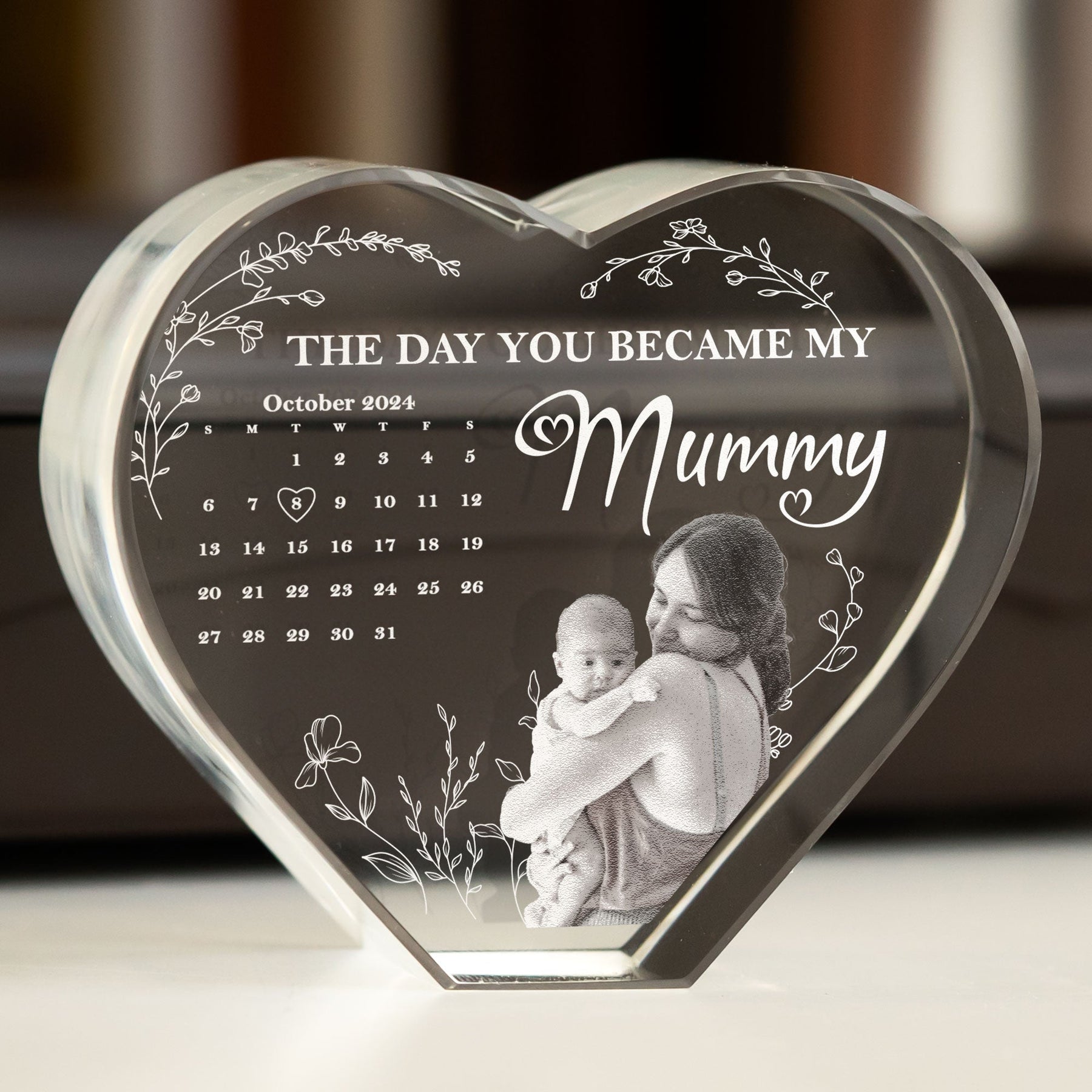 The Day You Became My Mommy New Mom Gifts - Custom 2D Crystal Photo