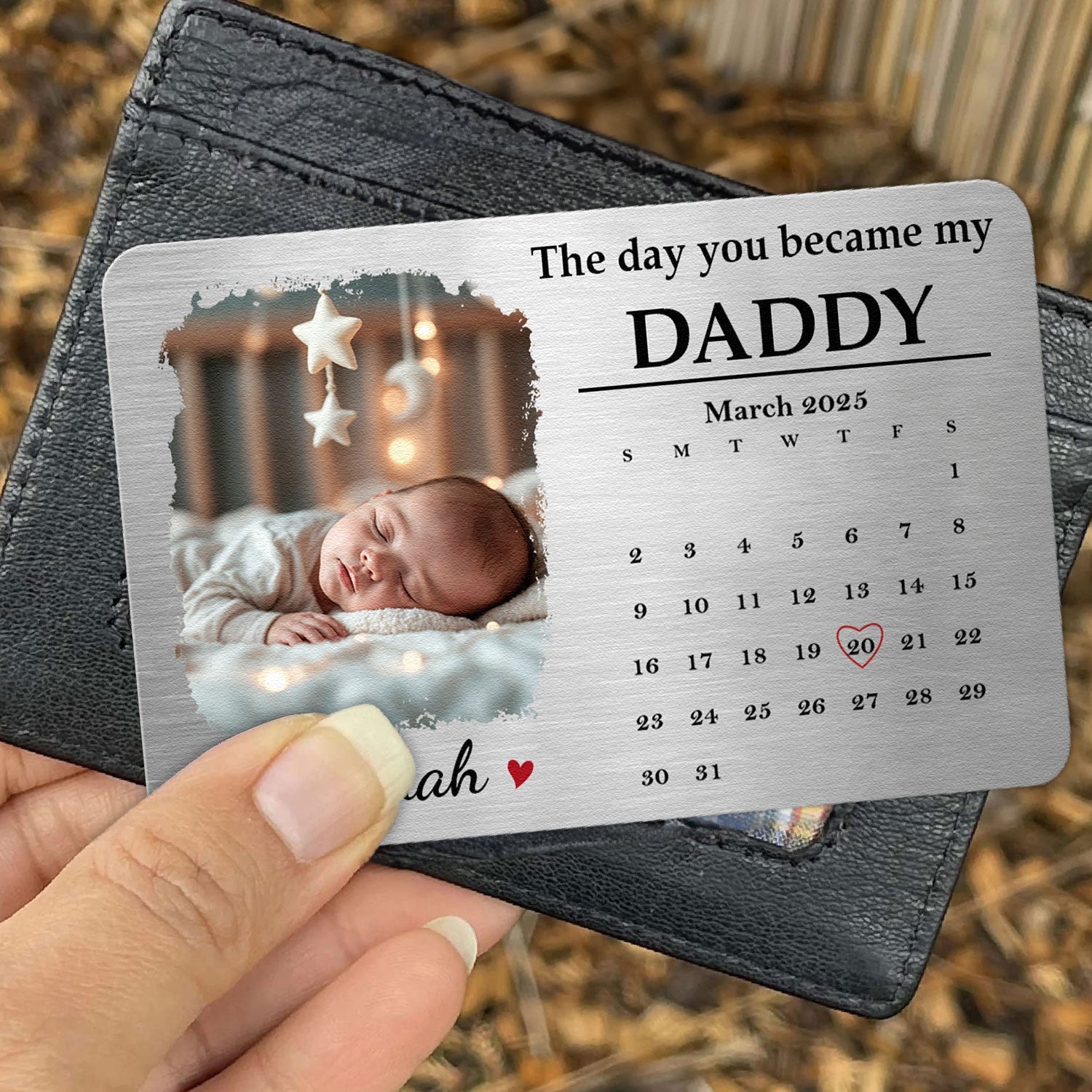 The Day You Became - Personalized Photo Aluminum Wallet Card