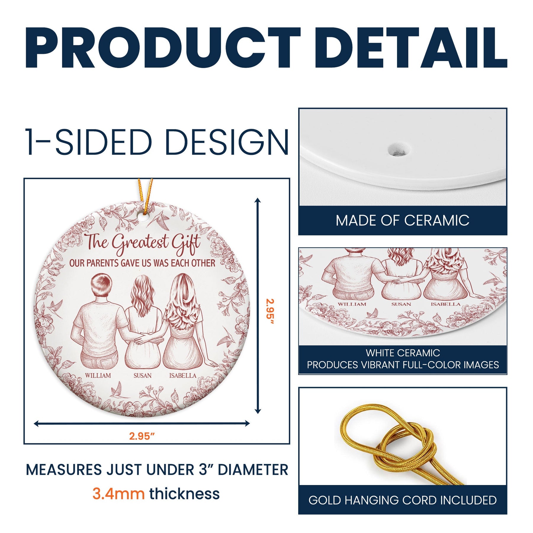 The Greatest Gift They Gave Us - Personalized Ceramic Ornament