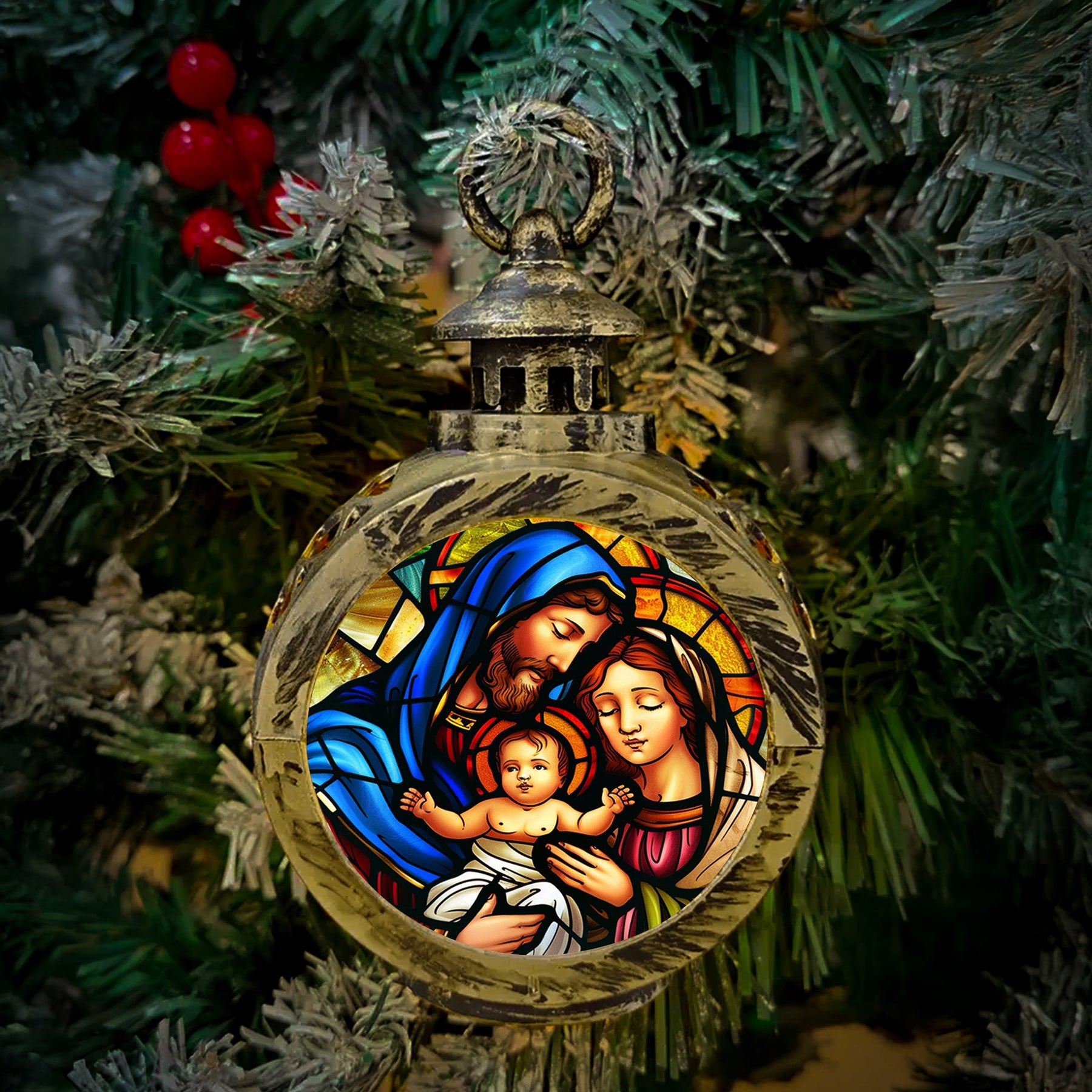 The Holy Family Christmas - Nativity Night - Personalized Lantern Night Light