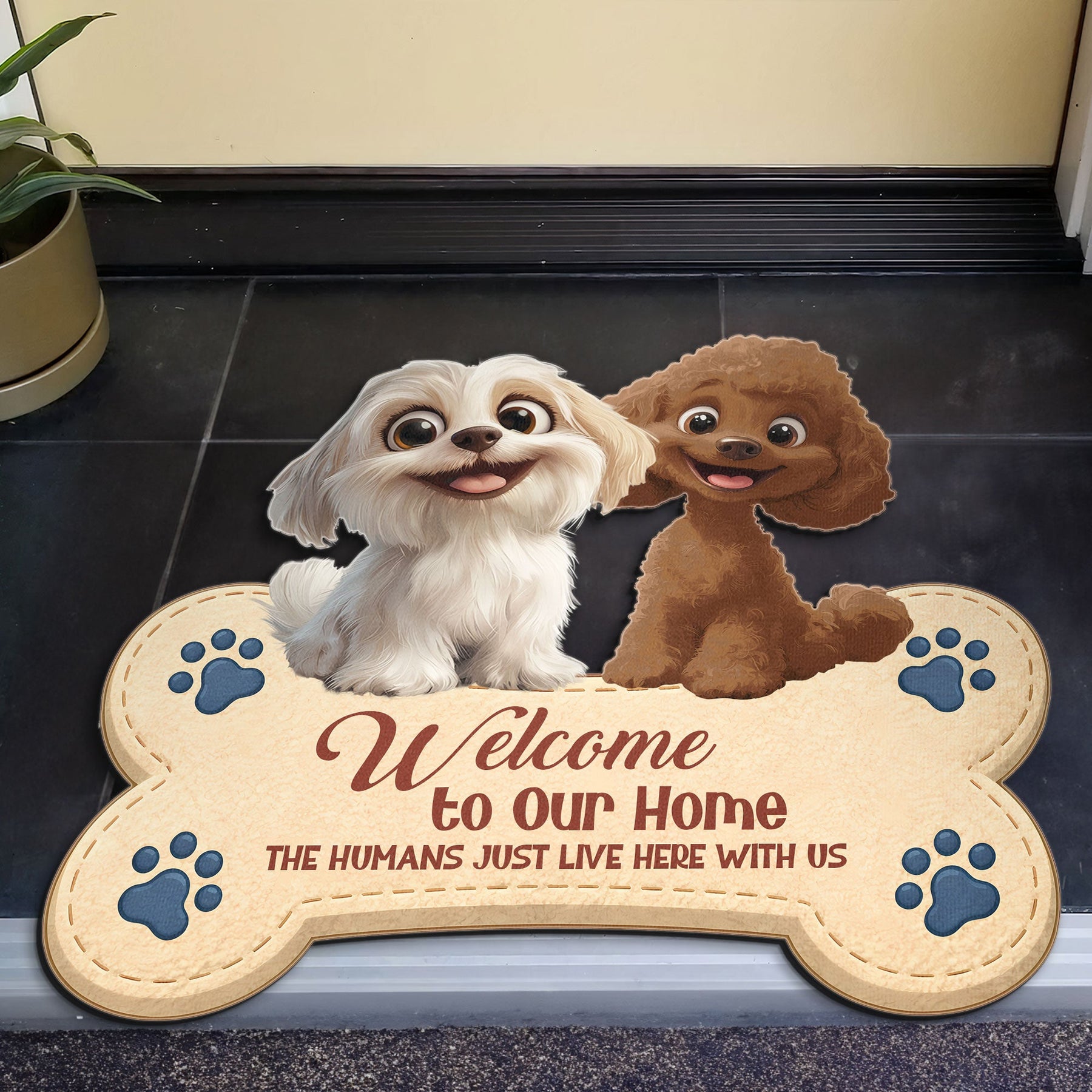 The Humans Just Live Here With Us - Personalized Doormat
