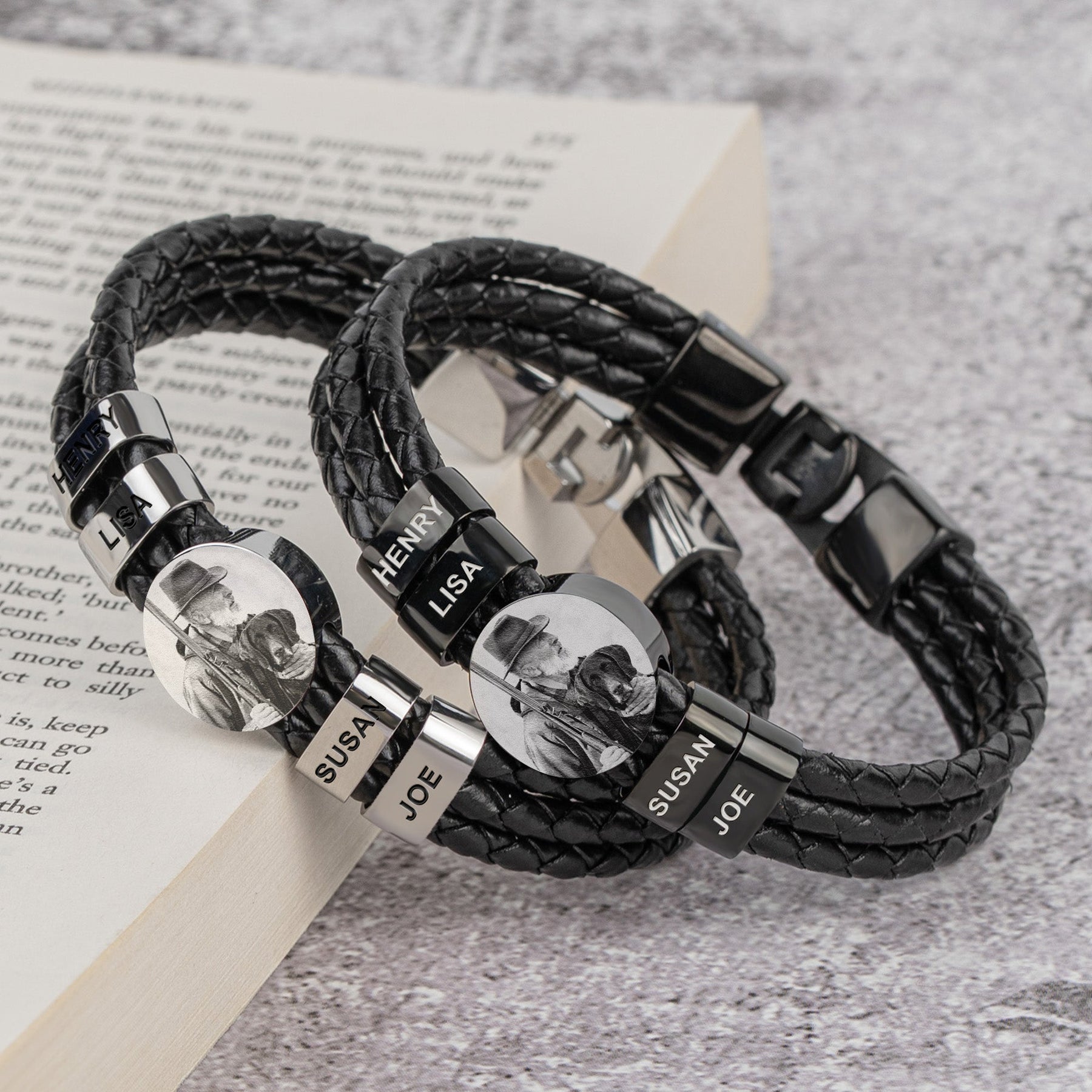 The Hunting Dad - Personalized Photo Leather Bracelet