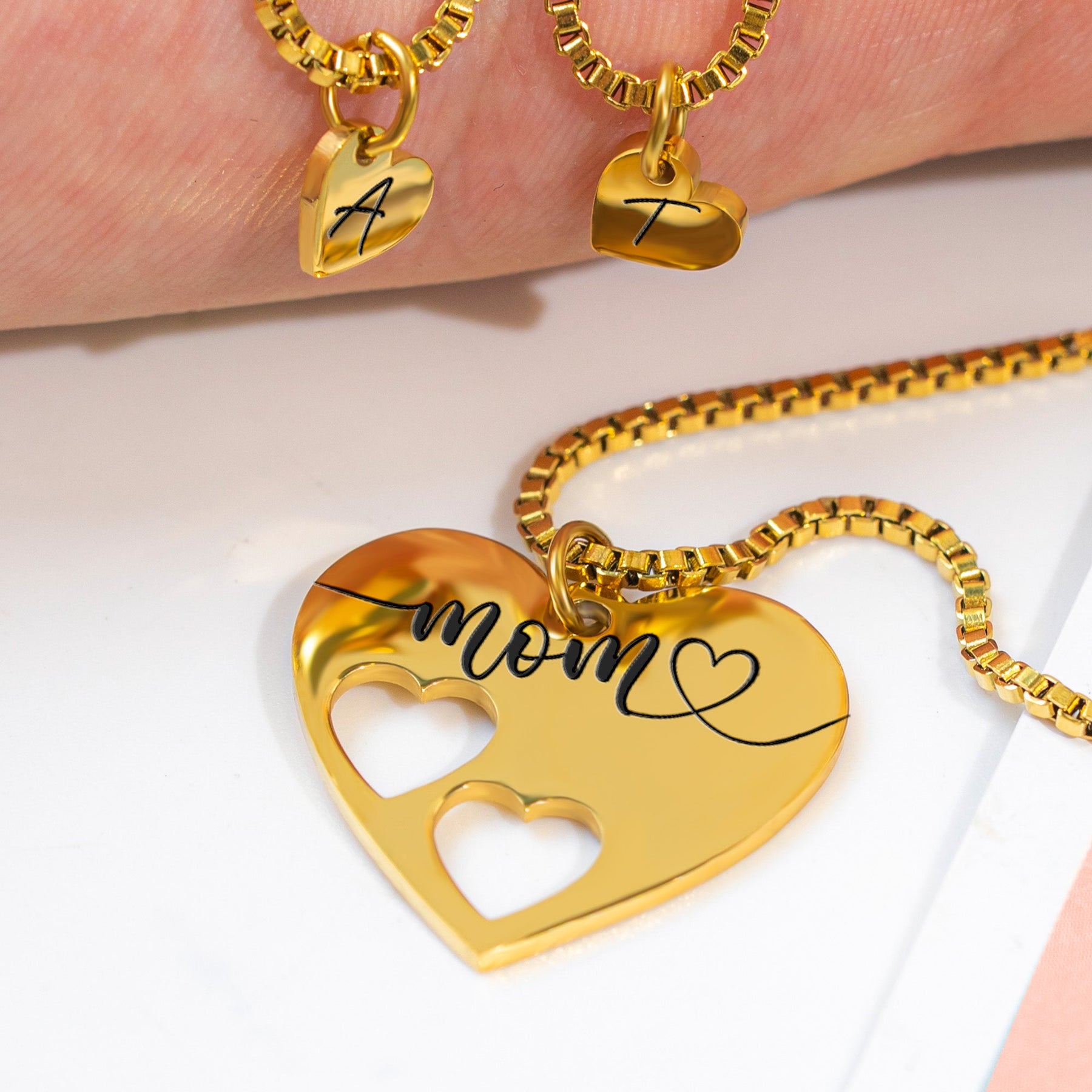 The Love Between A Mother And Daughter - Personalized Puzzle Heart Necklace Set