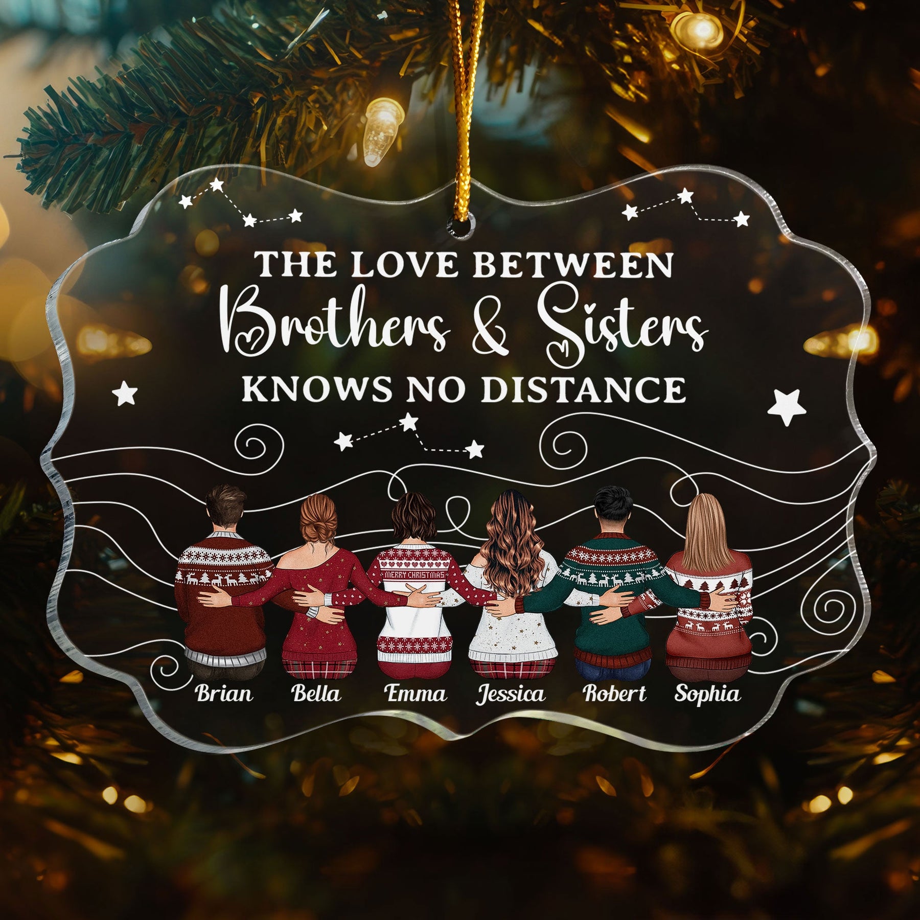 Christmas Family, Sisters, Siblings Together - Personalized Acrylic Ornament