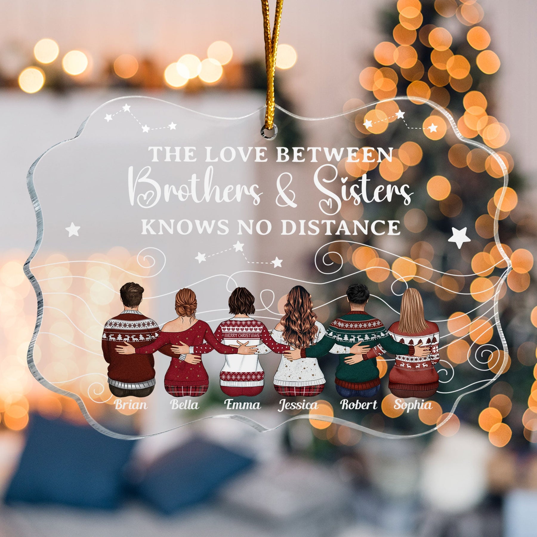Christmas Family, Sisters, Siblings Together - Personalized Acrylic Ornament