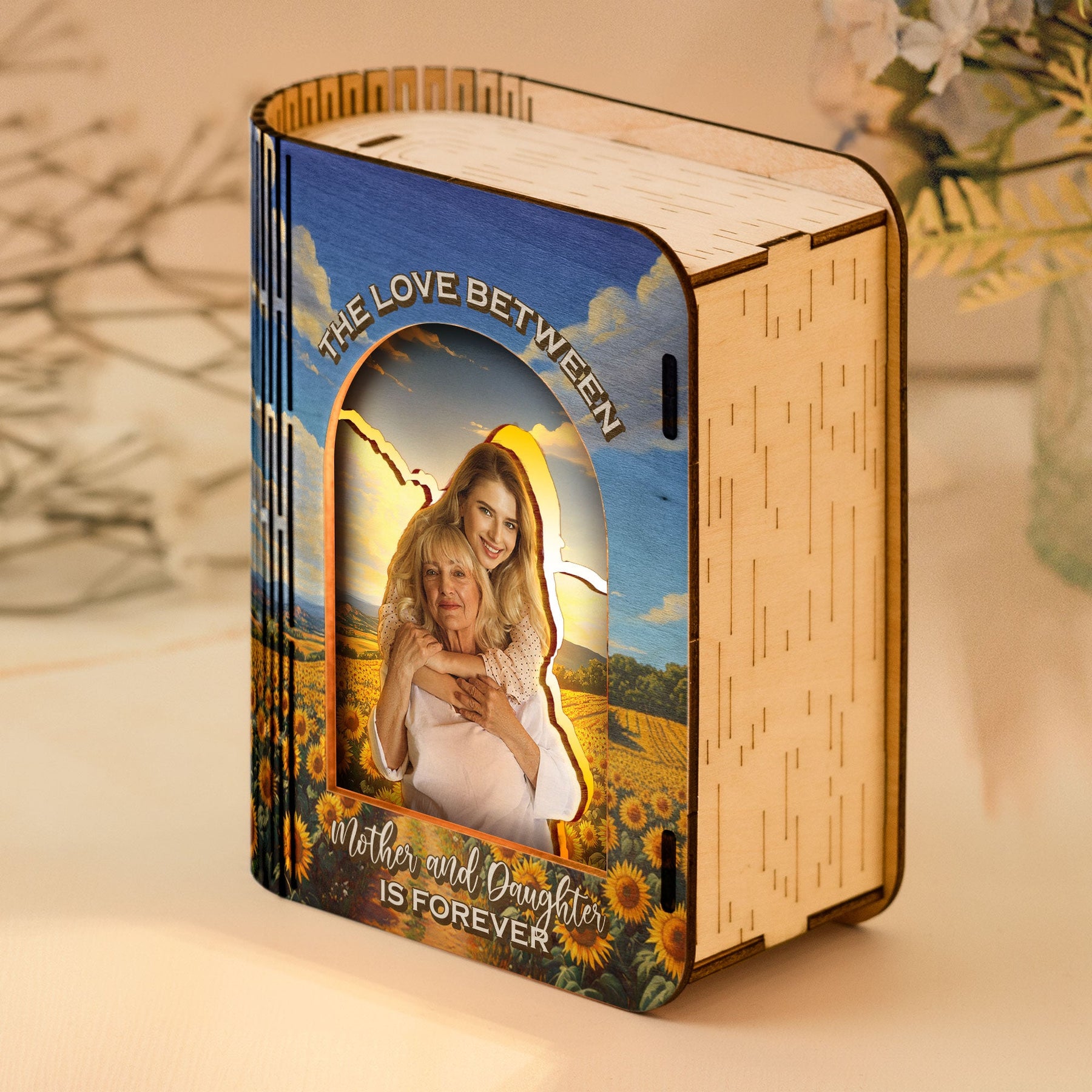 The Love Between Mother And Daughter - Personalized 3D Wooden Puzzle Photo Night Light