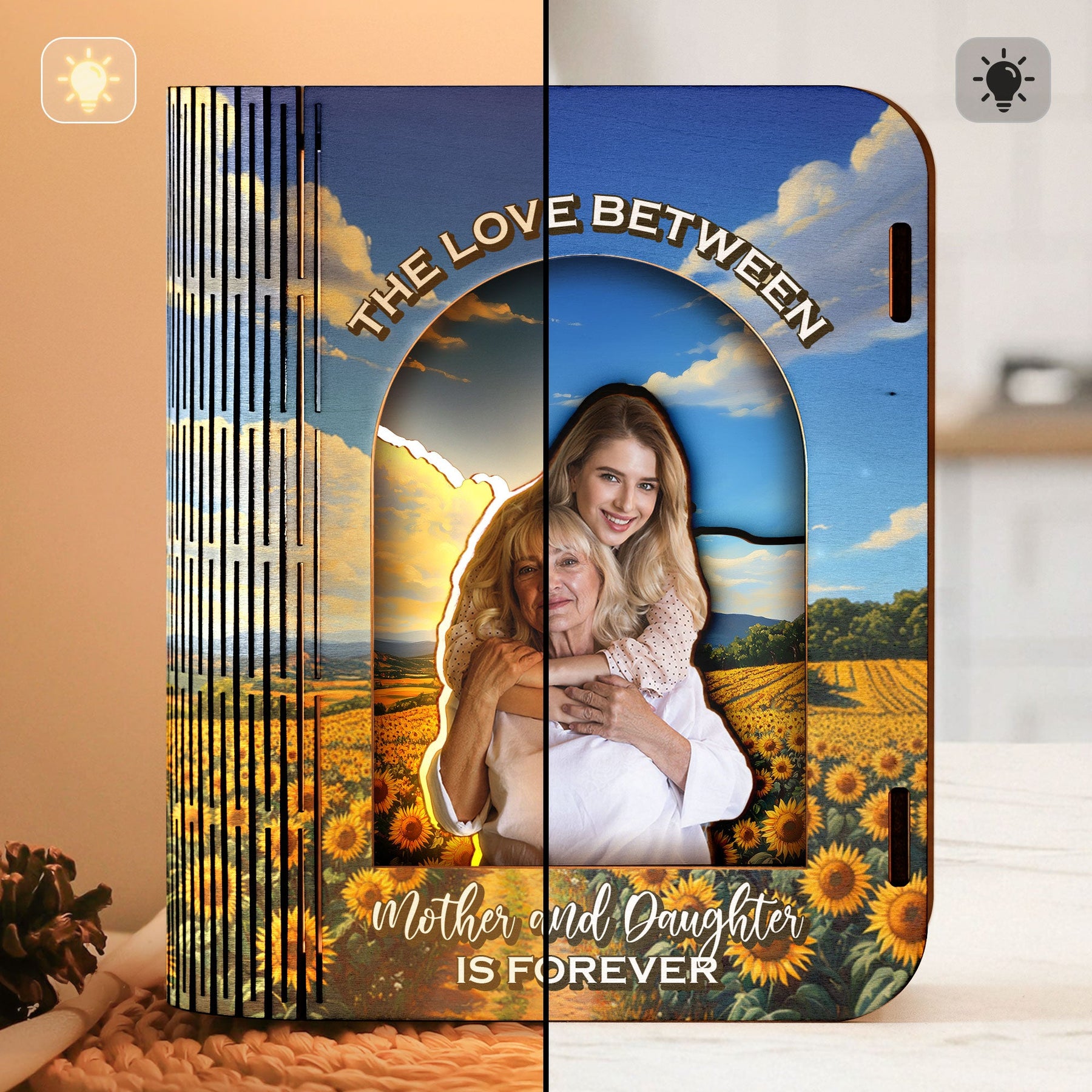 The Love Between Mother And Daughter - Personalized 3D Wooden Puzzle Photo Night Light