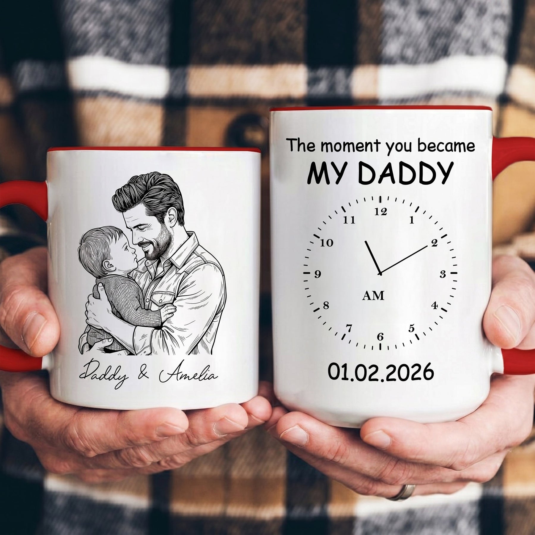 The Moment You Became My Dad Sketch Line Art Father's Day Gift For Dad, Husband - Personalized Mug