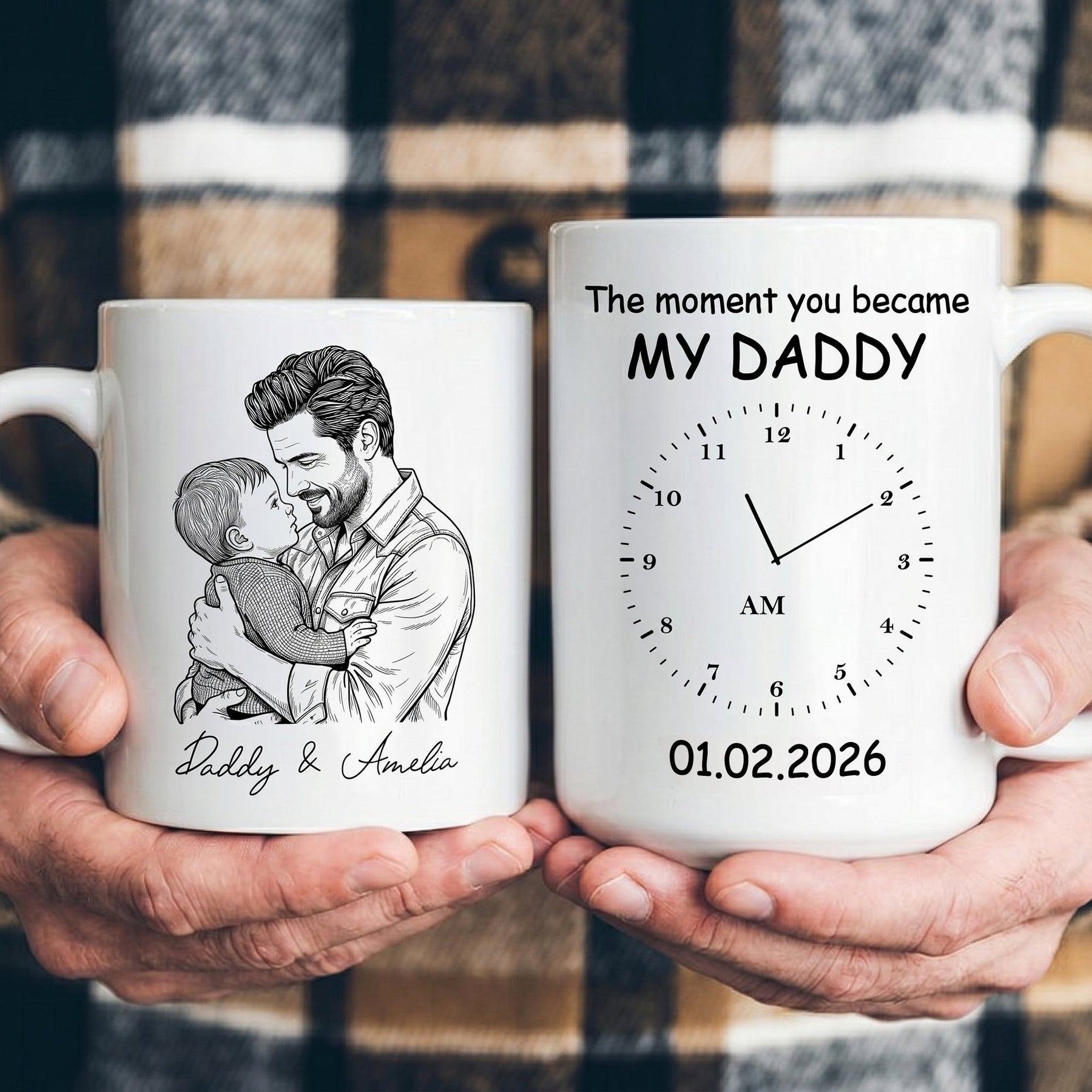 The Moment You Became My Dad Sketch Line Art Father's Day Gift For Dad, Husband - Personalized Mug