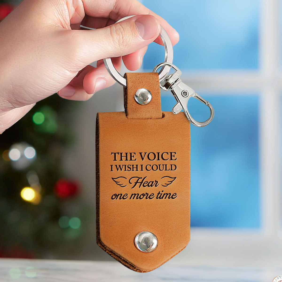 The Voice I Wish I Could Hear - Custom QR Code Voice & Photo - Personalized Leather Photo Keychain