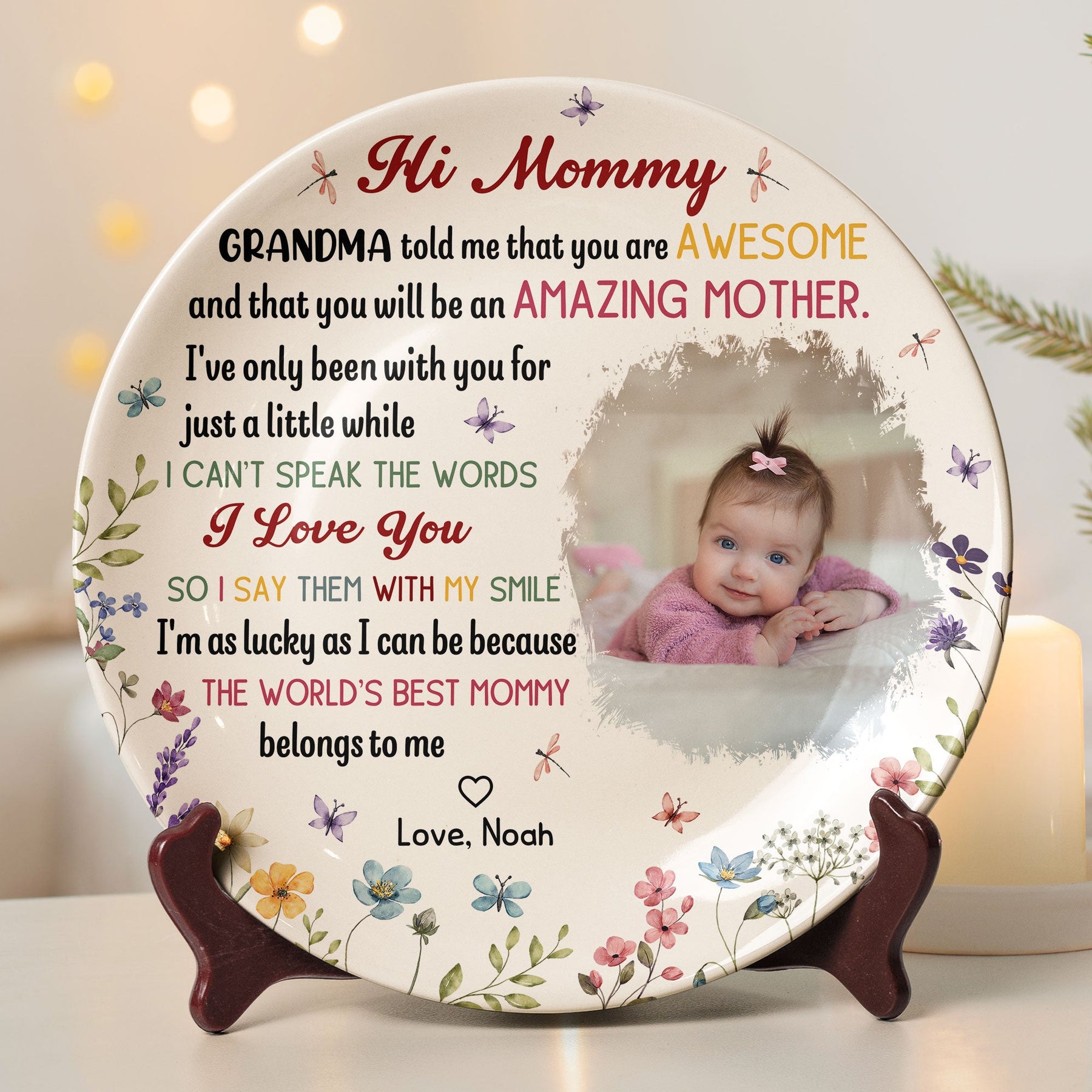 The Best Mommy Belongs To Me First Mom New Mom Gift - Personalized Ceramic Photo Plate