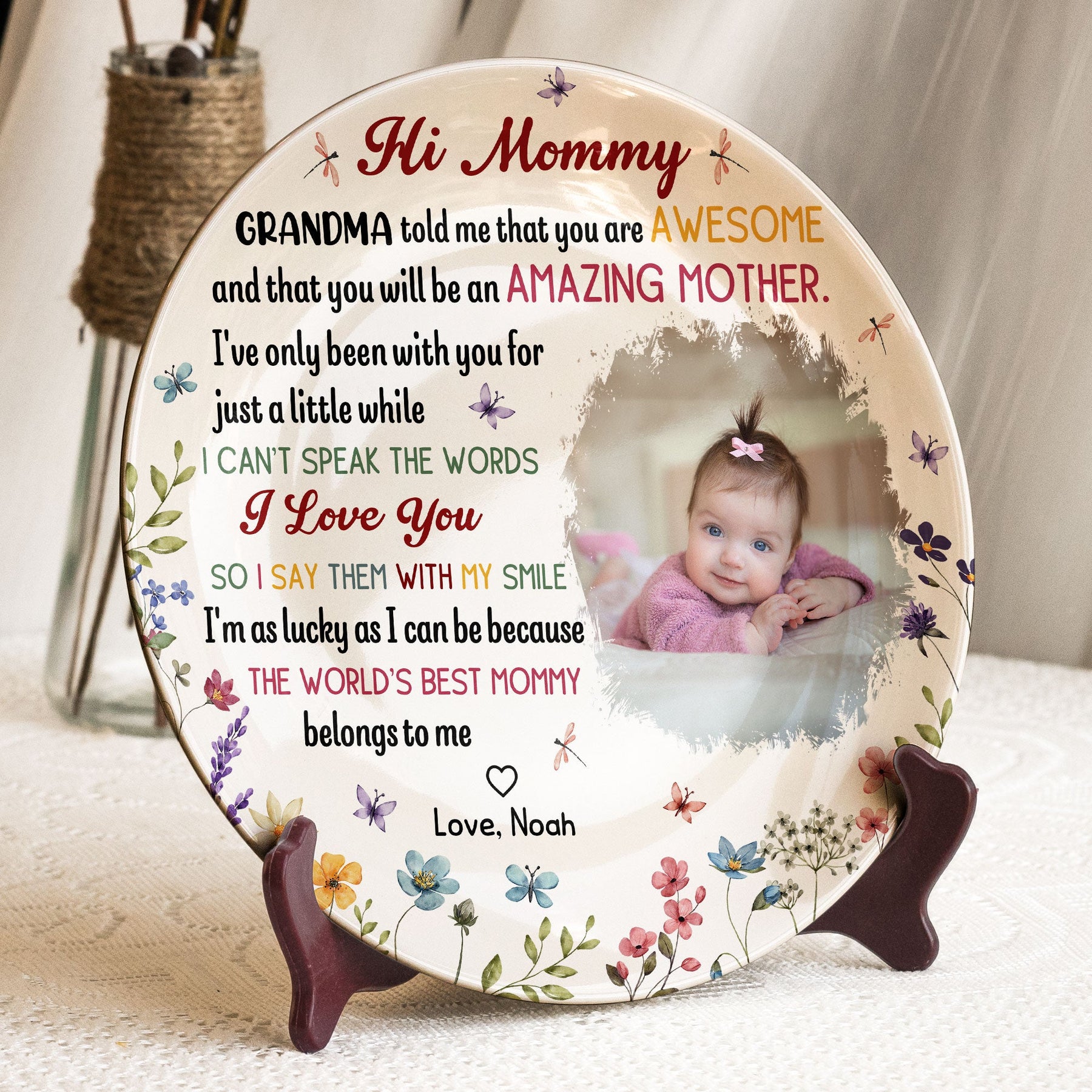 The Best Mommy Belongs To Me First Mom New Mom Gift - Personalized Ceramic Photo Plate