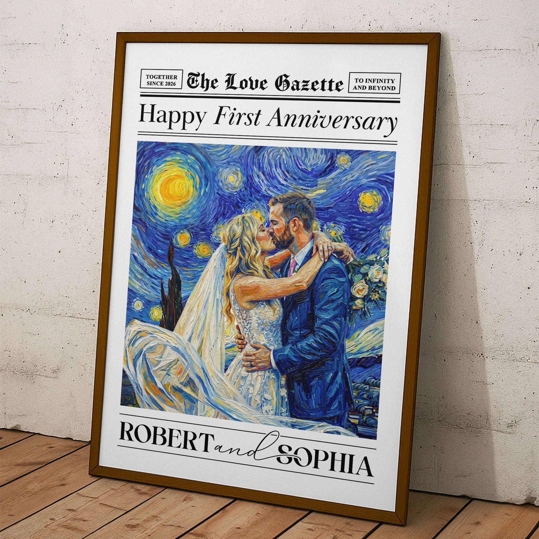 The Anniversary Times First Wedding Anniversary Van Gogh Art - Personalized Poster