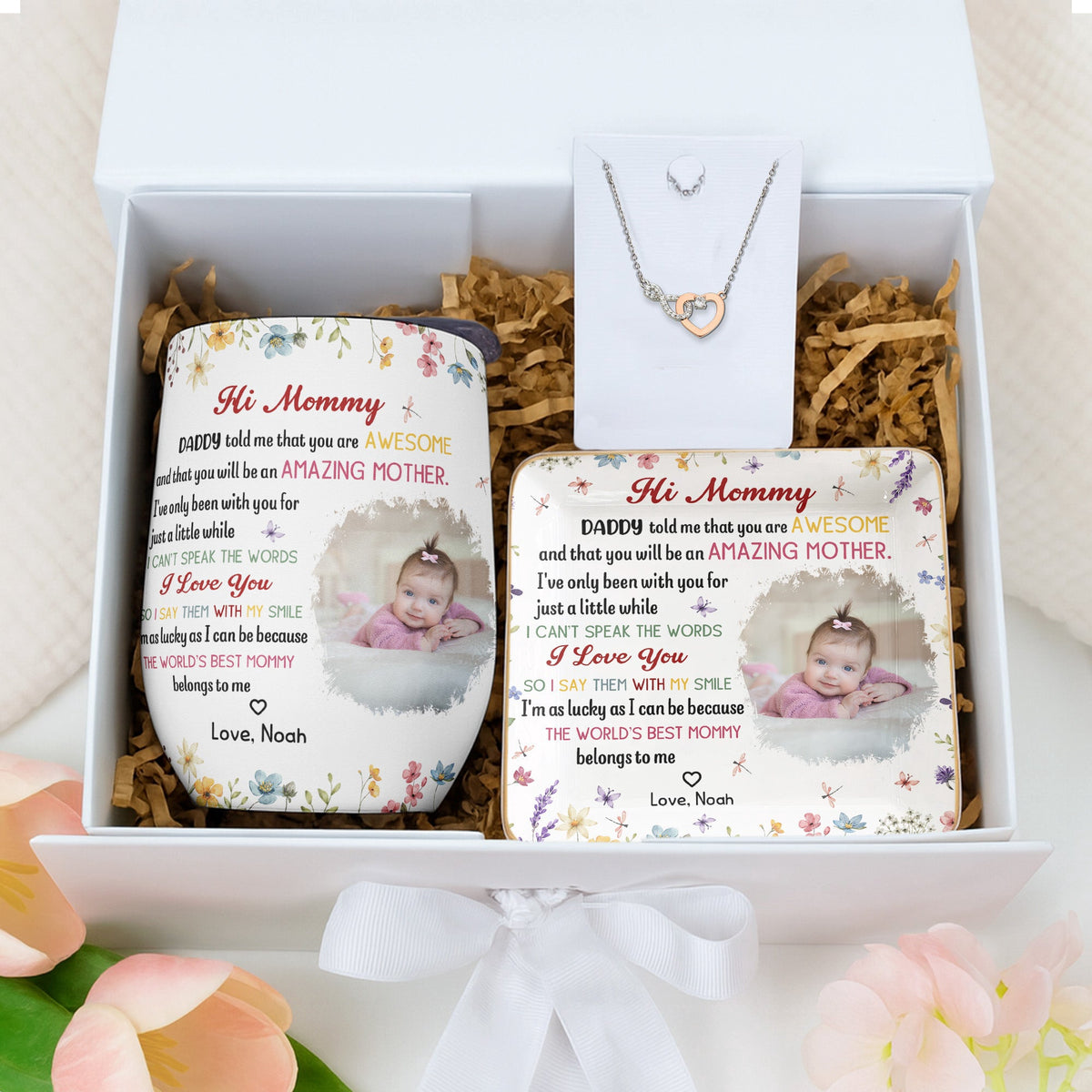 The Best Mommy Belongs To Me First Mom New Mom Gift - Personalized Infinity Necklace Gift Box Set