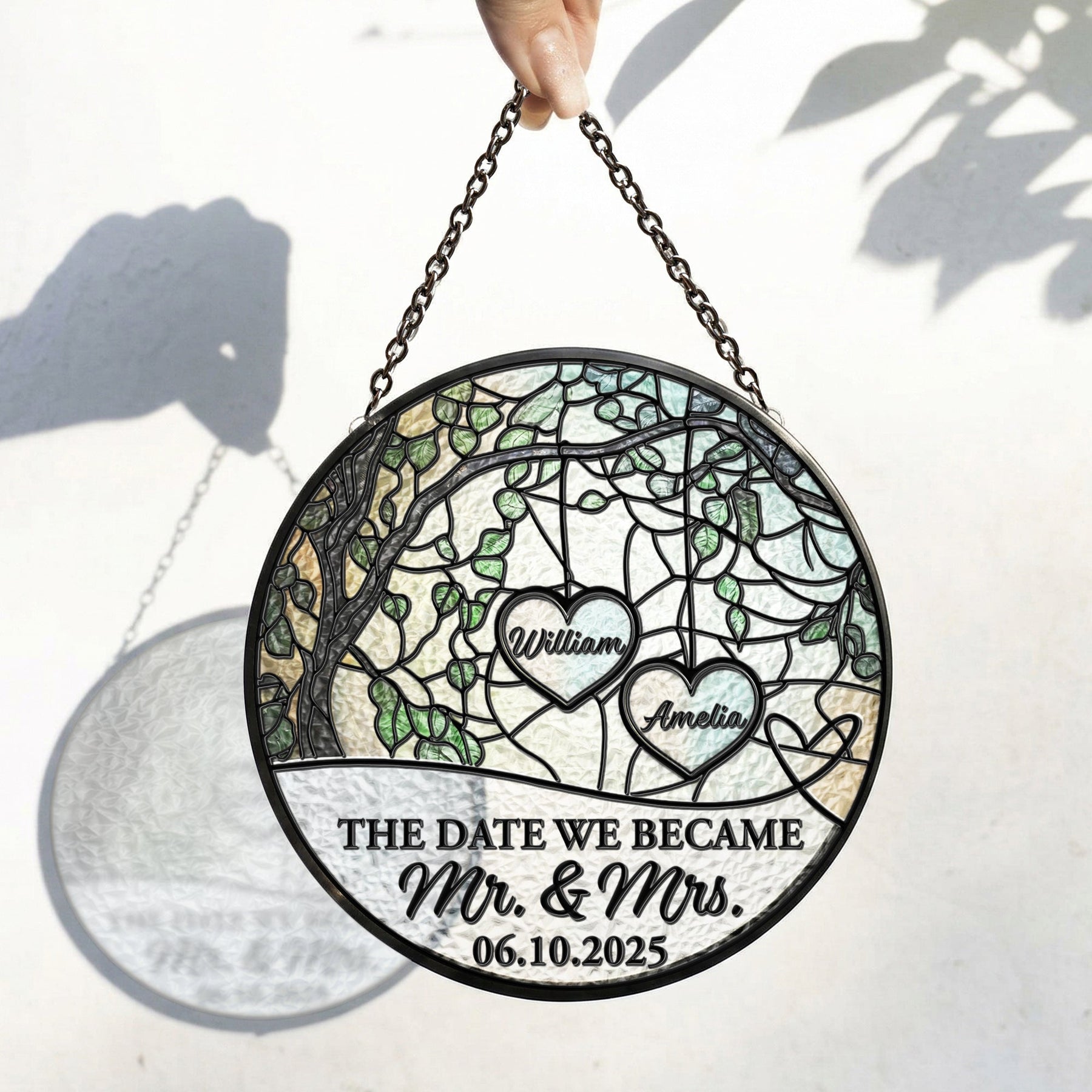 The Date We Became Mr. & Mrs. Wedding Anniversary Gift - Personalized Window Hanging Suncatcher