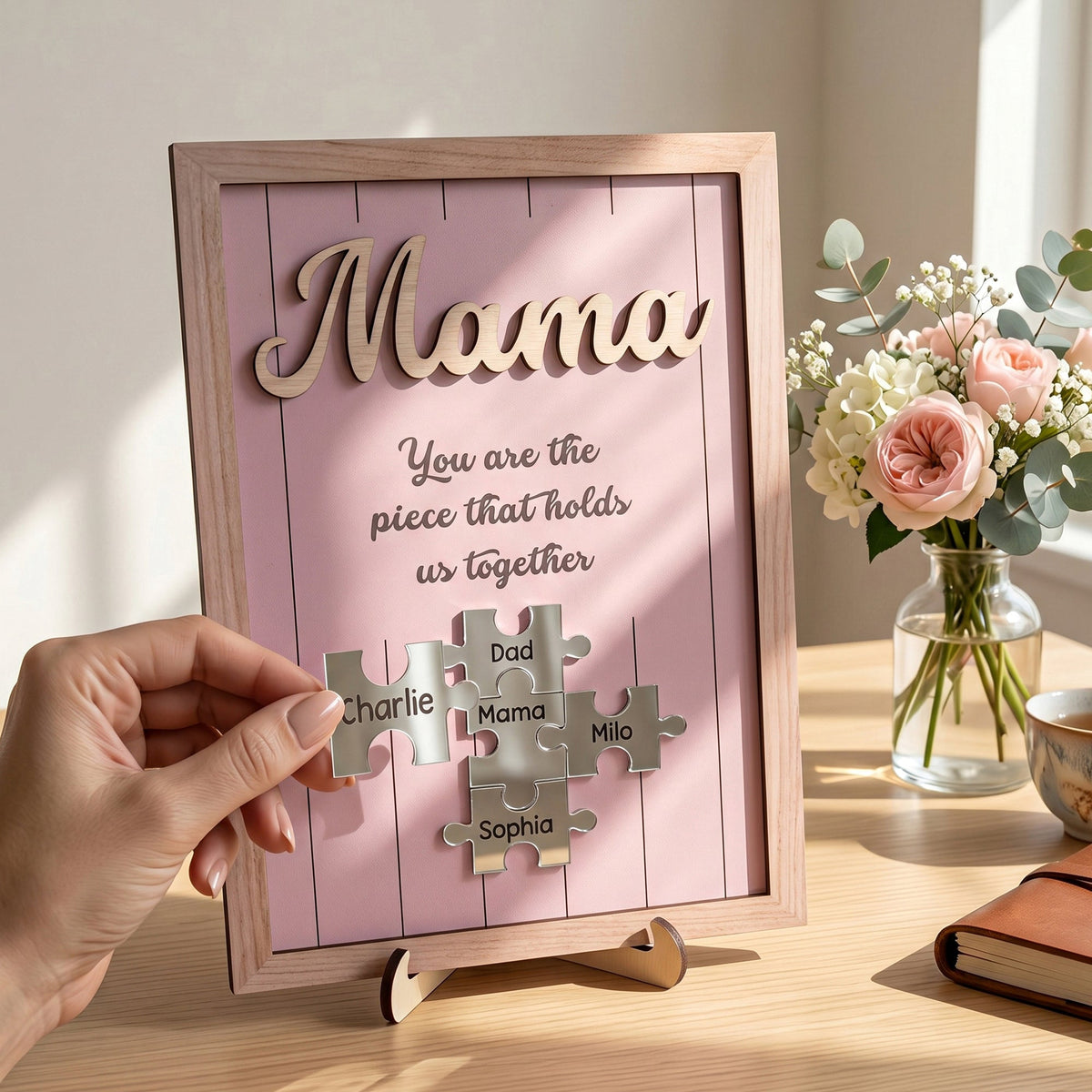 The Piece That Holds Us Together Mother's Day Gift New Version - Personalized Wooden Plaque