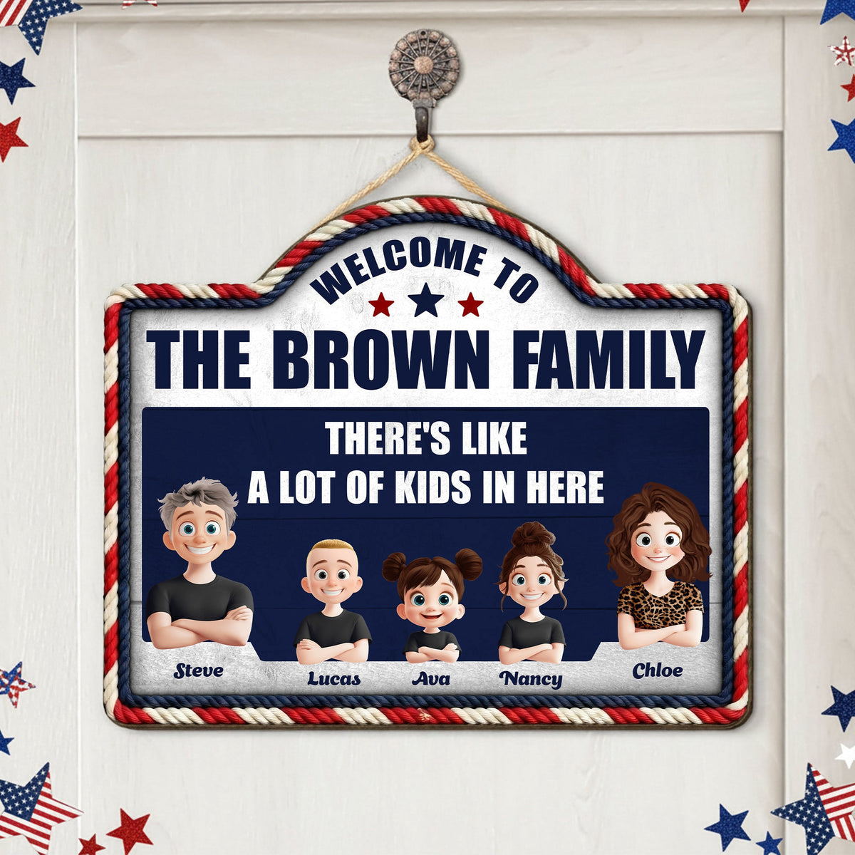 There's Like A Lot Of Kids In Here Faux Pattern 3D Version - Personalized Wood Sign