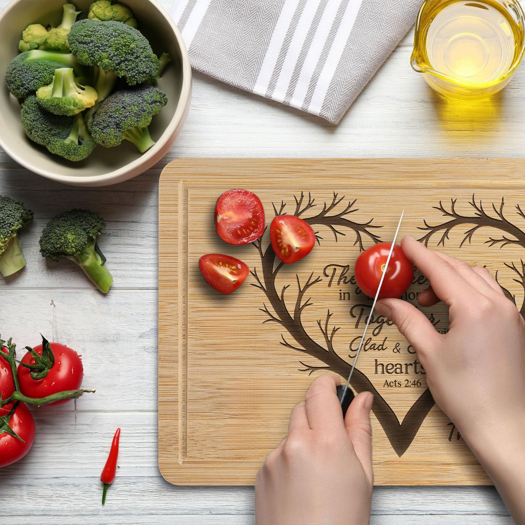 They Broke Bread In Their Homes - Personalized Engraved Wooden Cutting Board