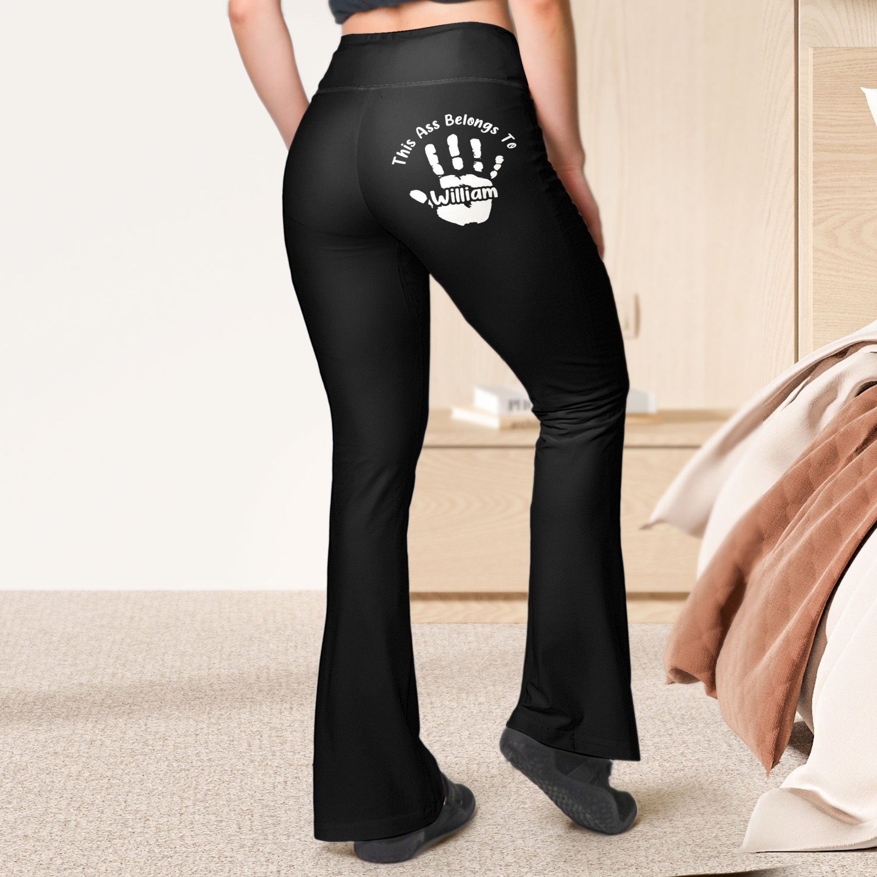 This A$$ Belongs To - Naughty Gifts For Wife, Girlfriend - Personalized Flare Leggings - Gift For Wife
