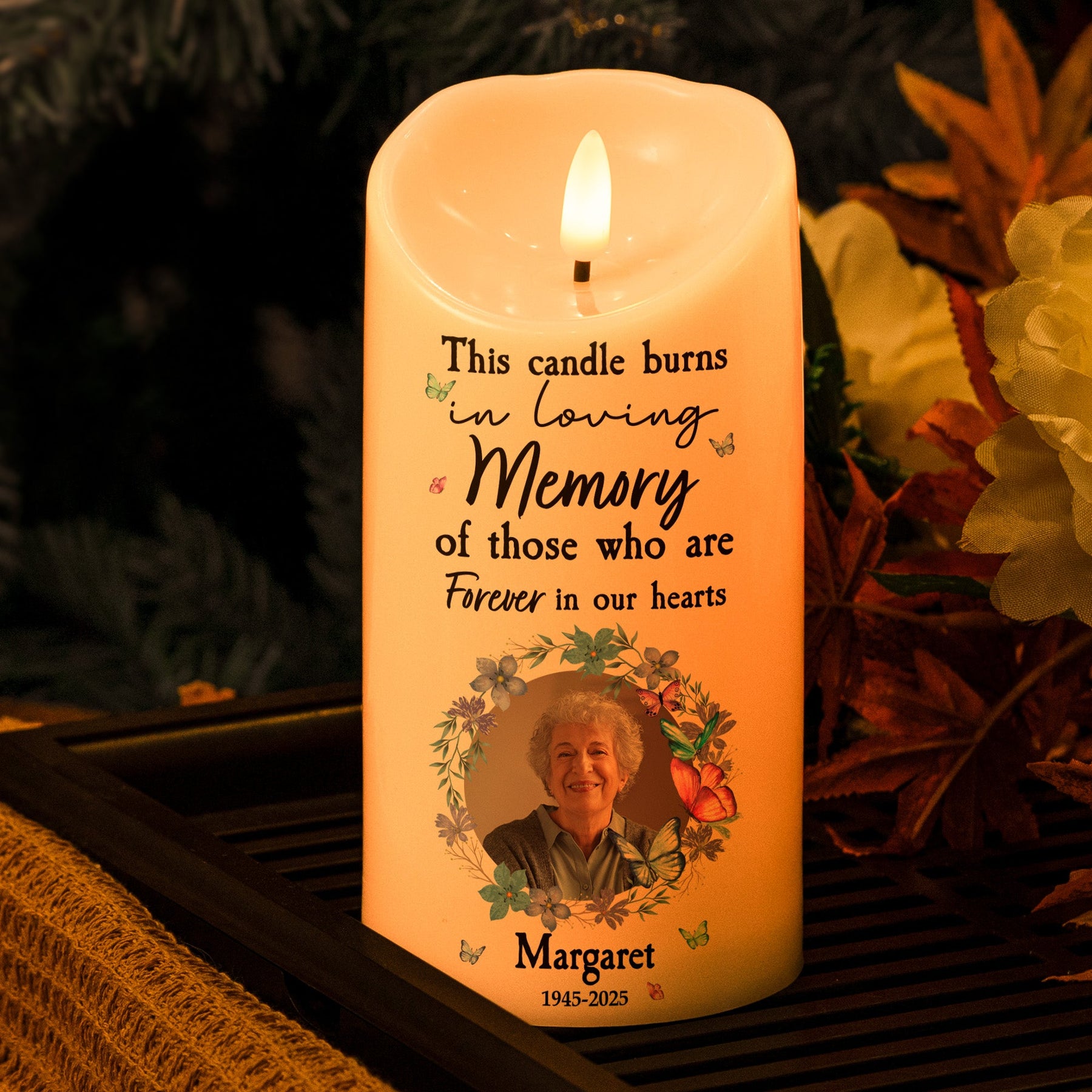 This Candle Burns In Loving Memory Memorial Candle - Personalized Photo LED Candle