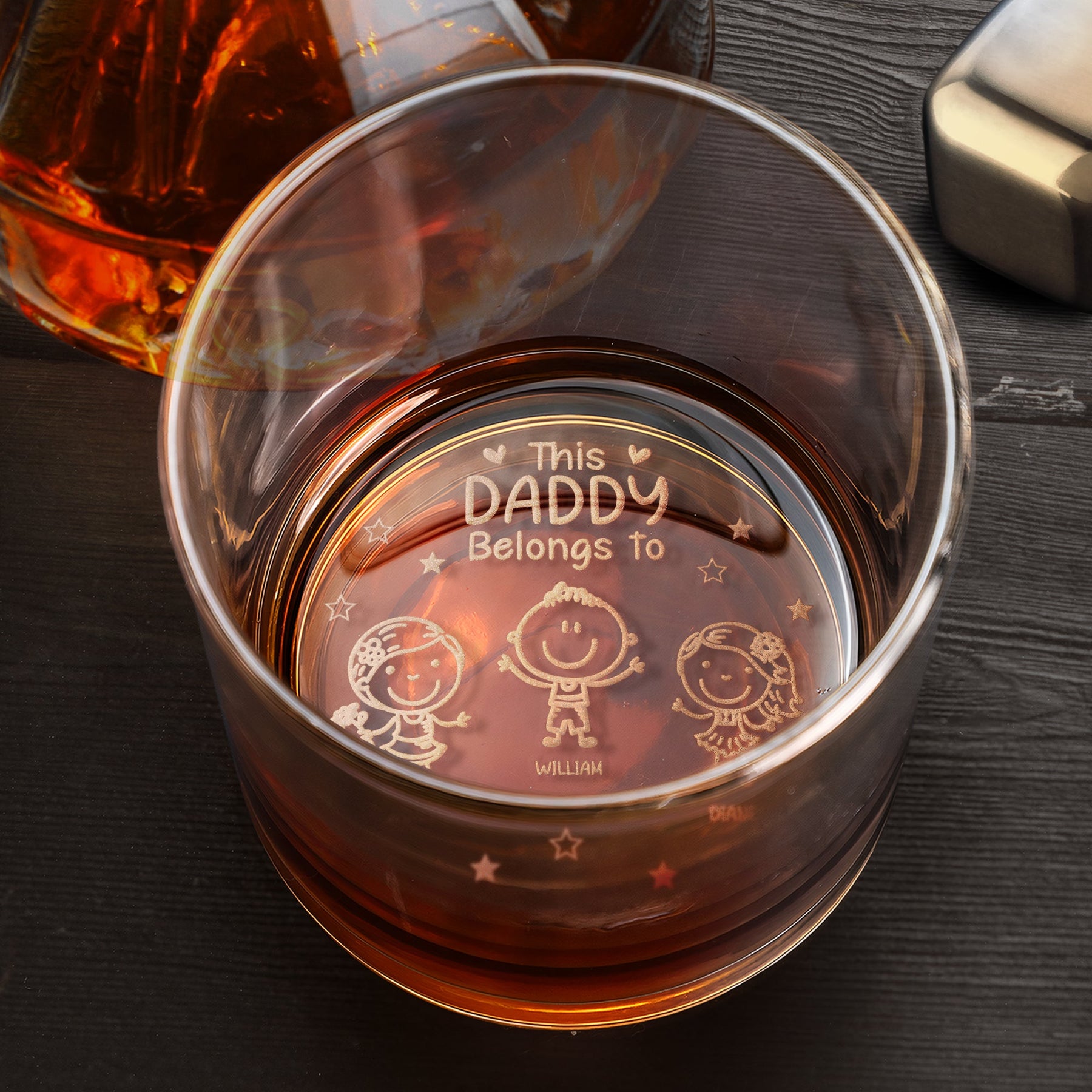 This Daddy Belongs To - Personalized Engraved Whiskey Glass