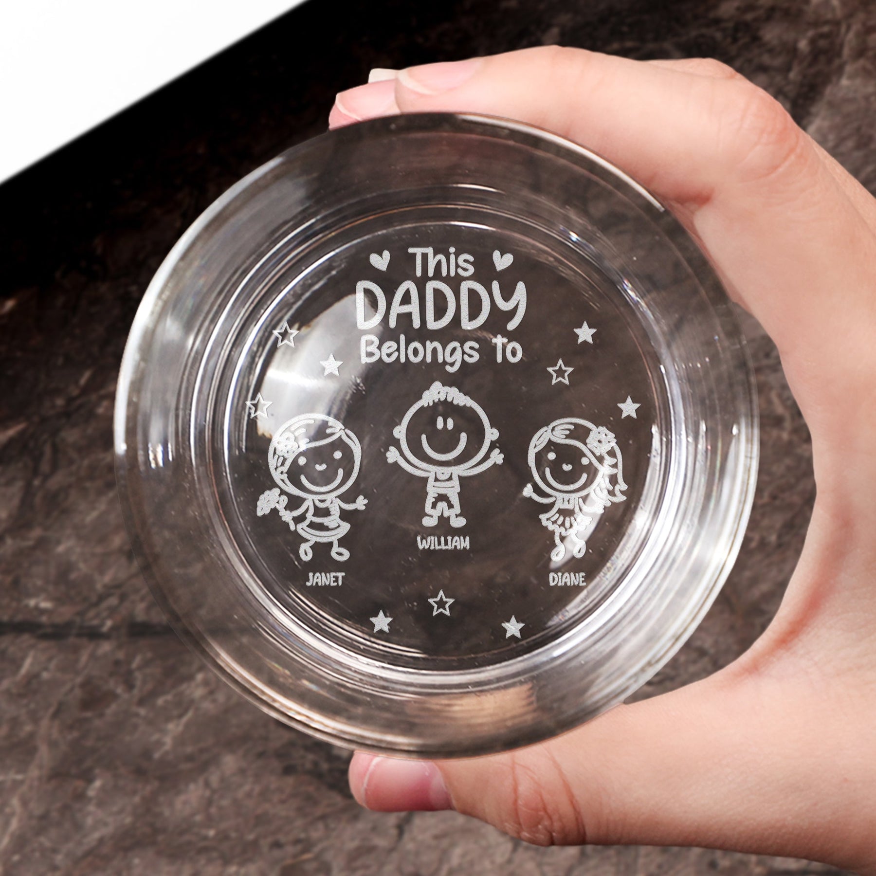 This Daddy Belongs To - Personalized Engraved Whiskey Glass